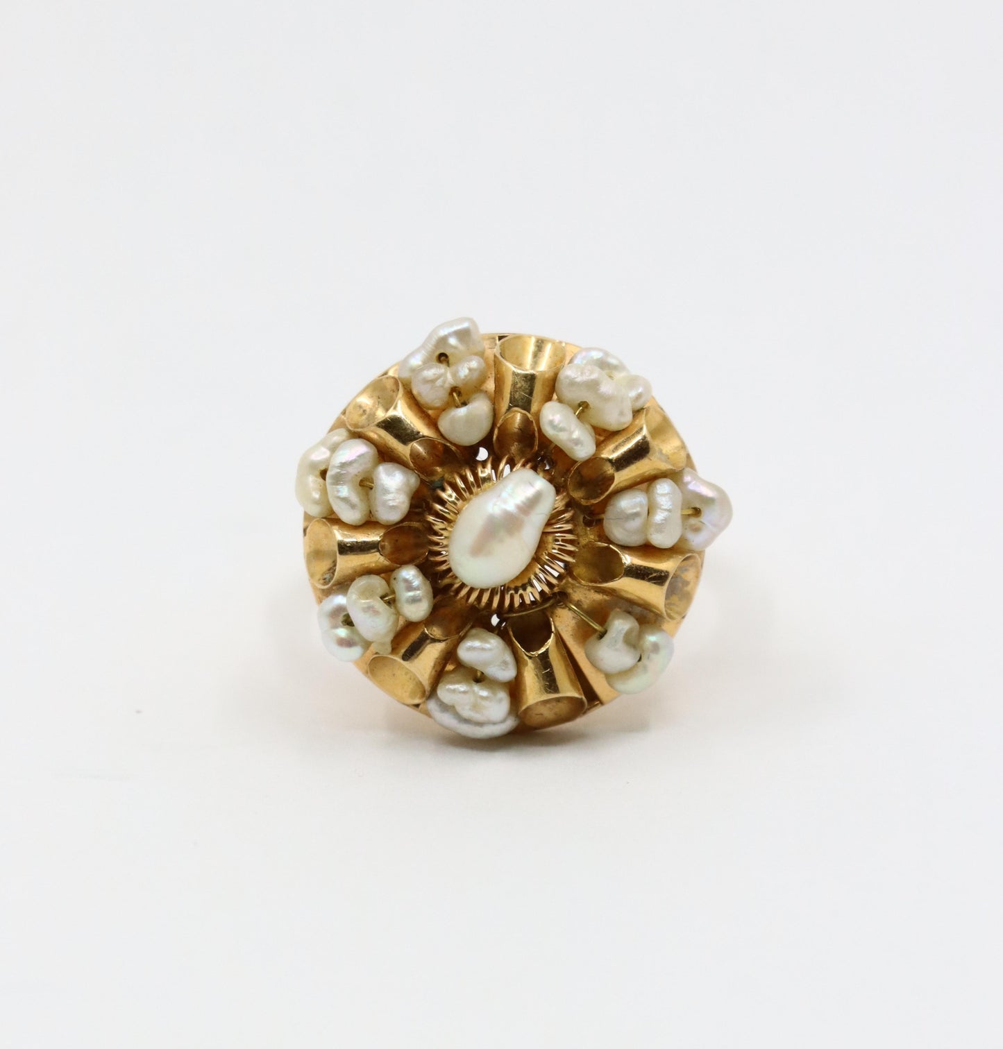 Vintage 14K Gold Baroque Pearls Ring