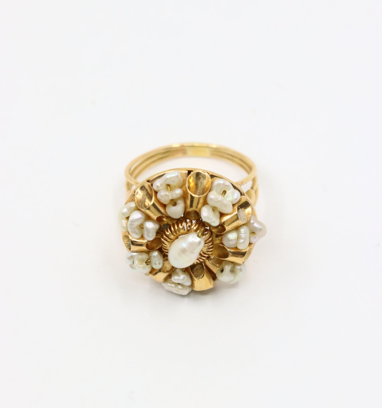 Vintage 14K Gold Baroque Pearls Ring