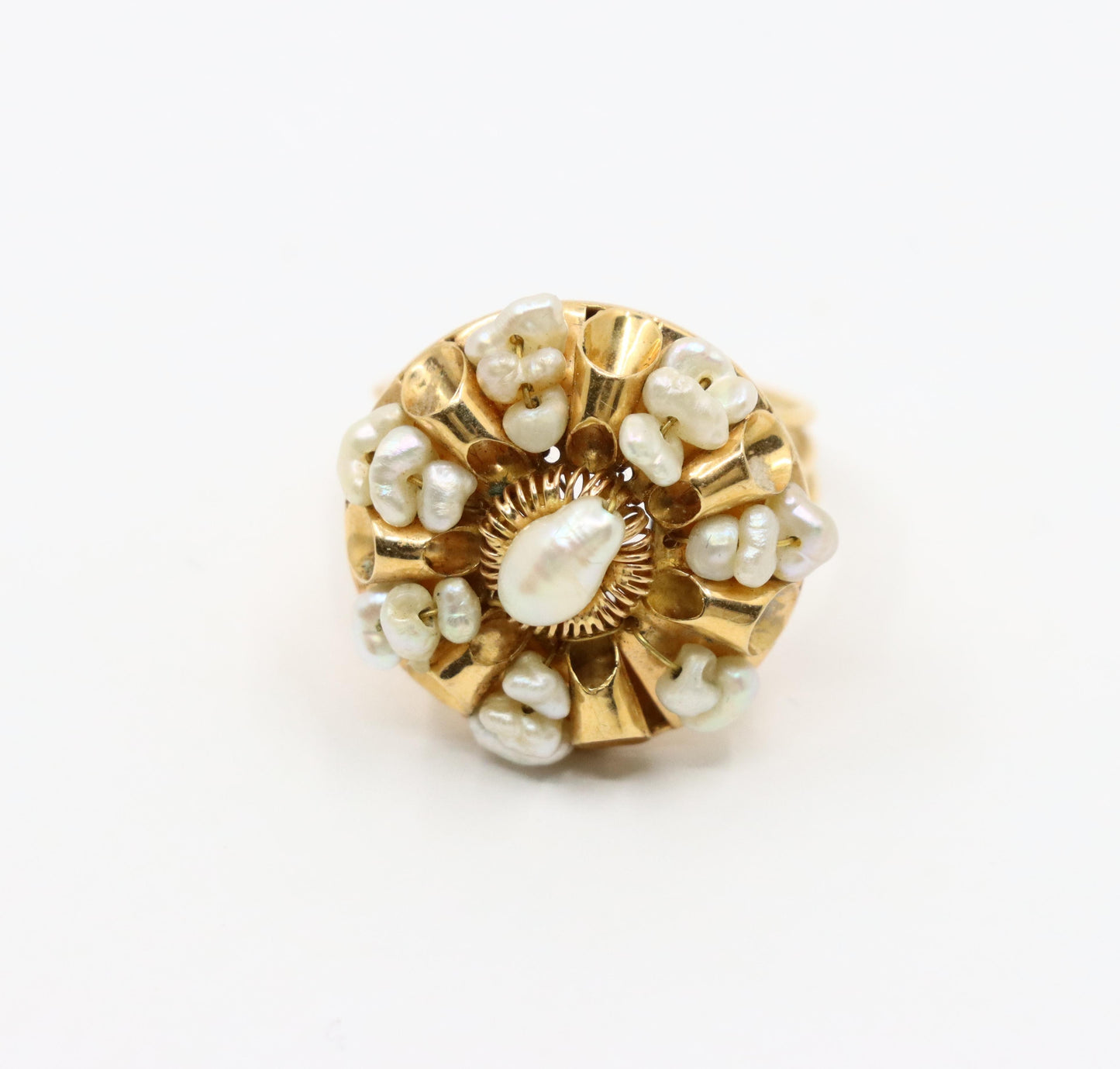 Vintage 14K Gold Baroque Pearls Ring