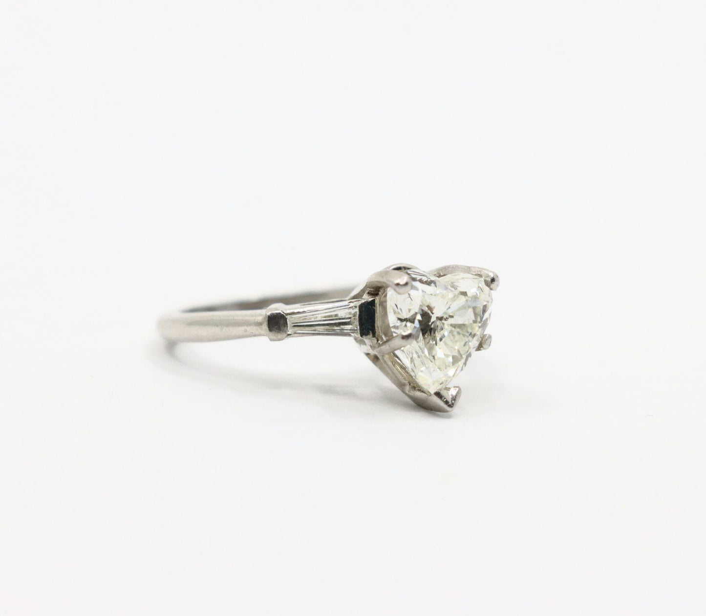 Vintage Platinum Heart Shape Diamond Ring