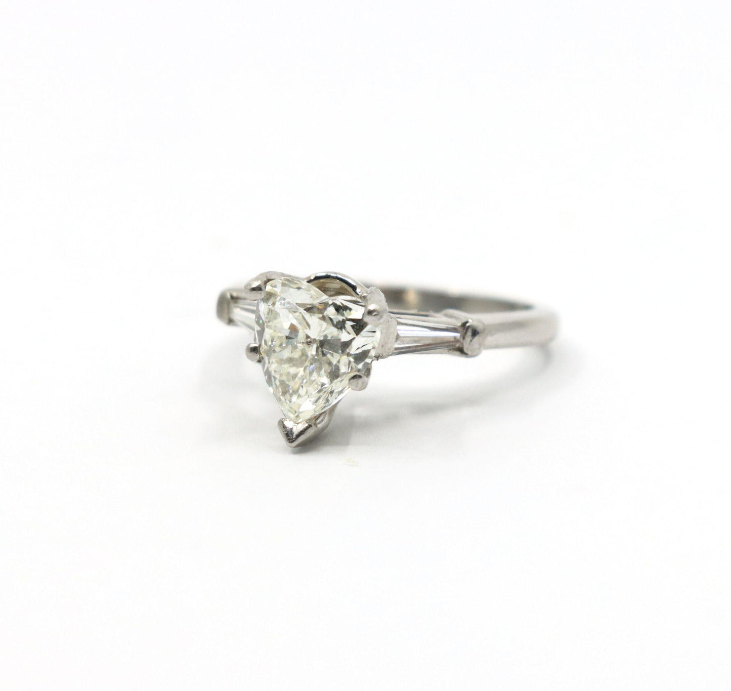 Vintage Platinum Heart Shape Diamond Ring