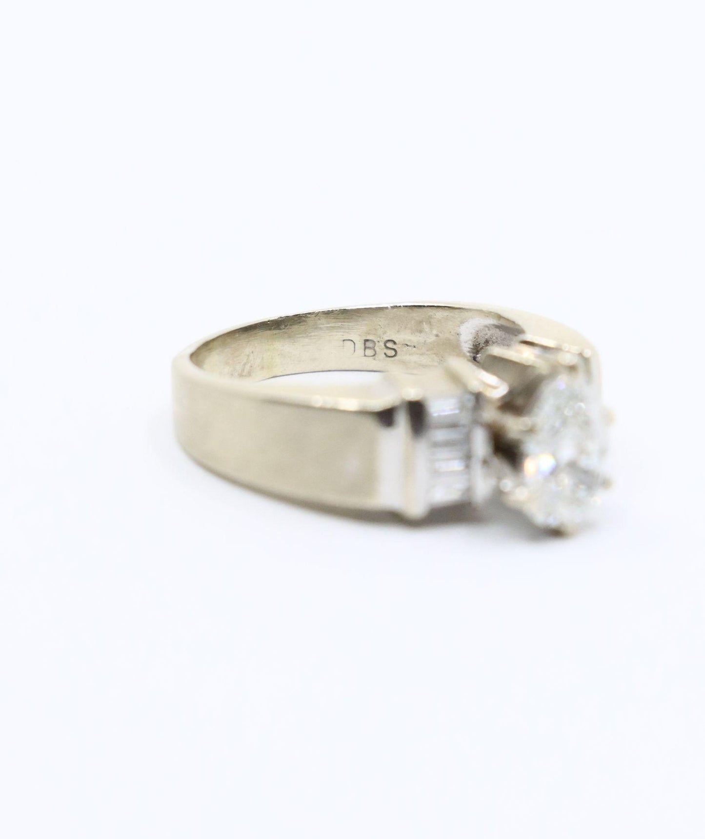 Vintage 14K White Gold Pear Shape Diamond Ring