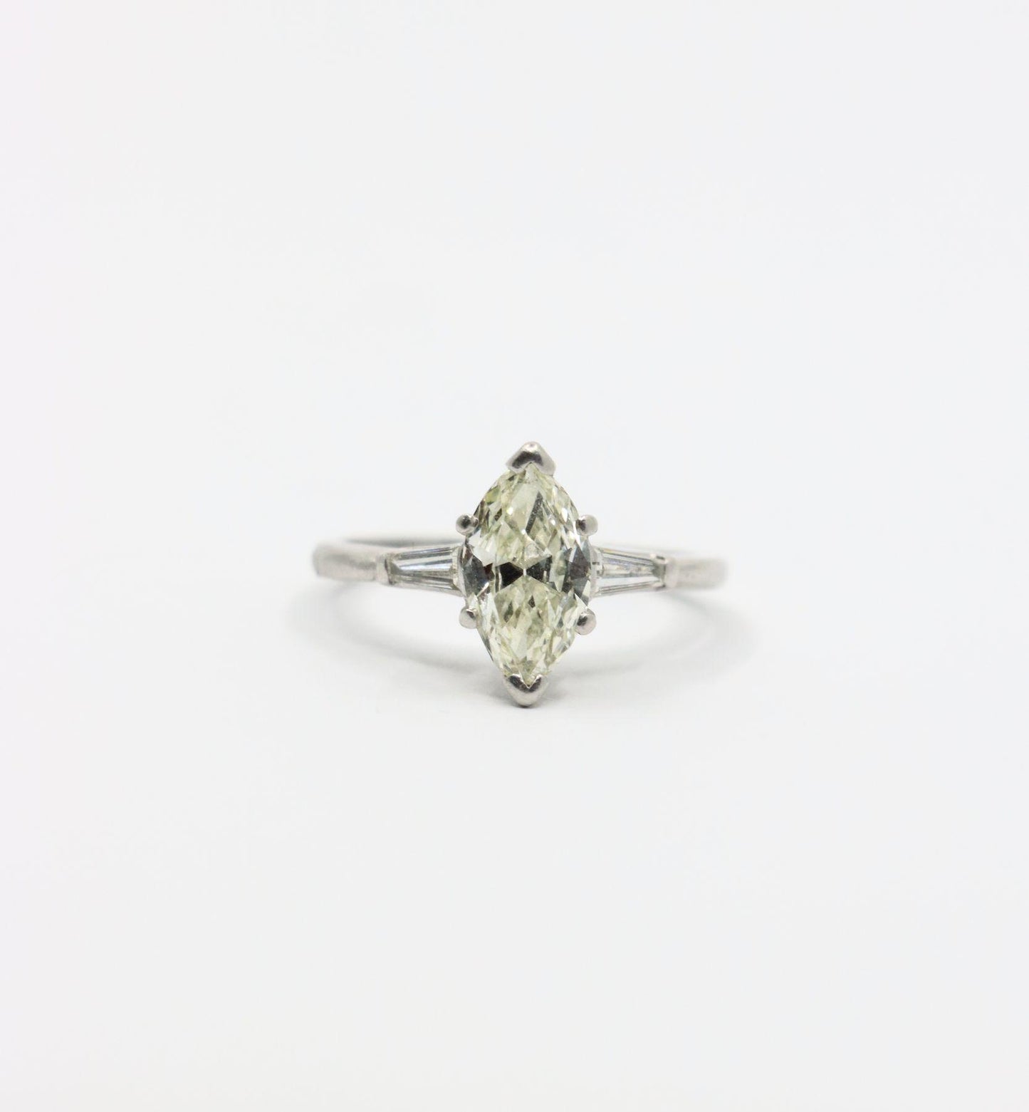 Vintage Platinum Marquise Diamond Ring