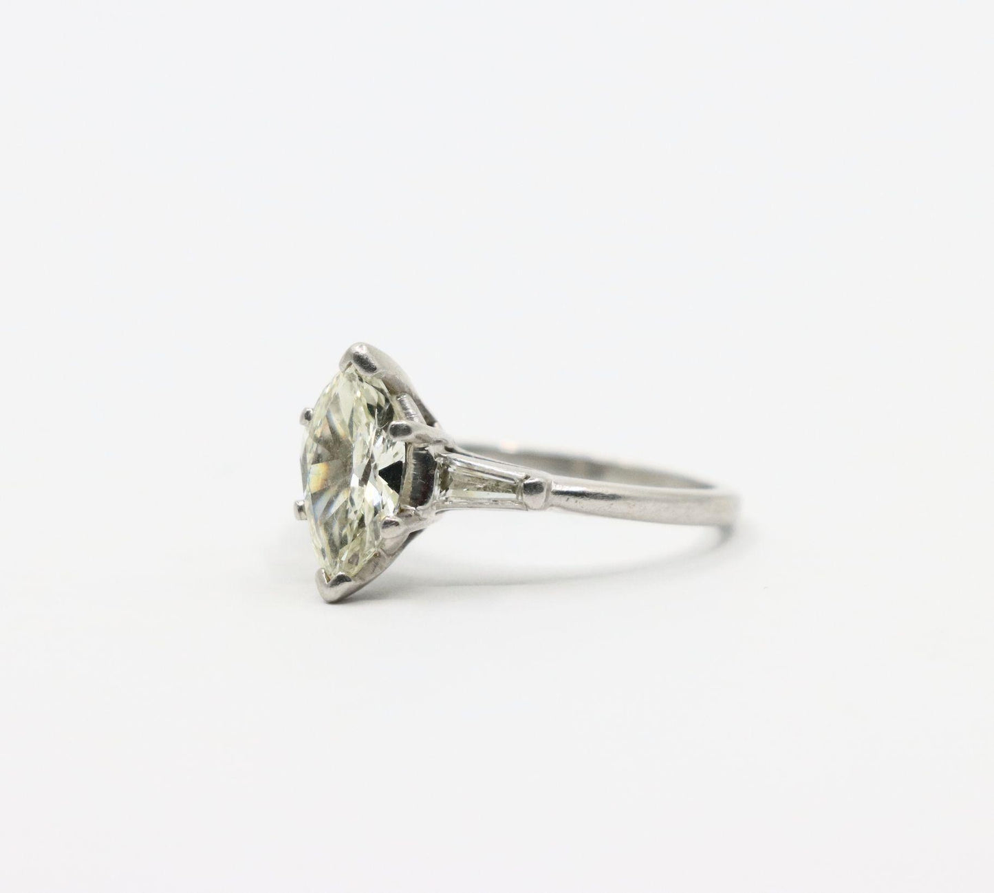 Vintage Platinum Marquise Diamond Ring