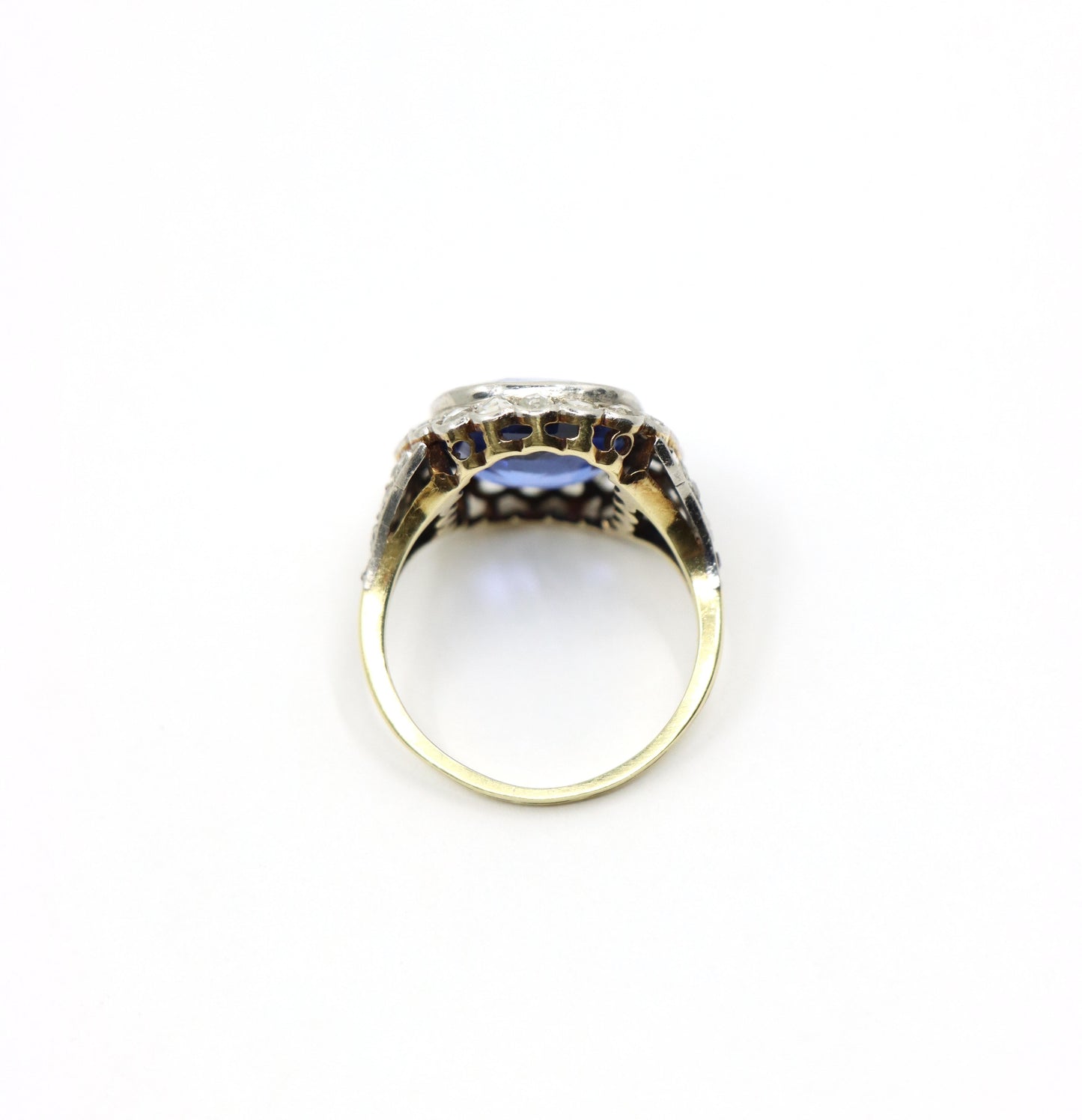 GIA Certified Art Deco Ceylon No Heat Sapphire Ring Diamonds