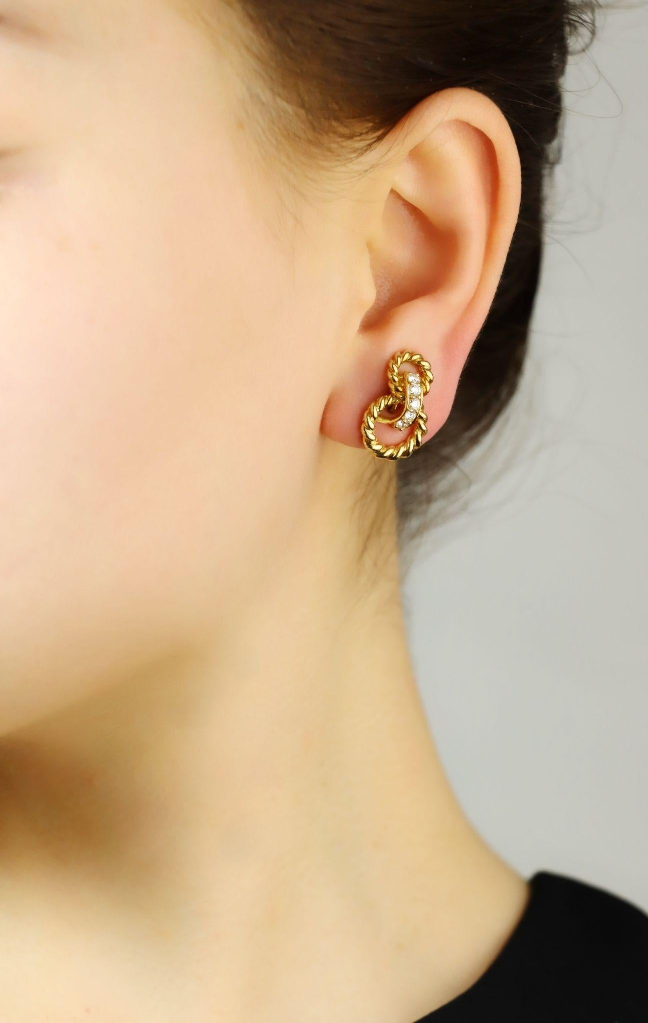 Tiffany & Co. 18K Gold Diamond Twist Earrings