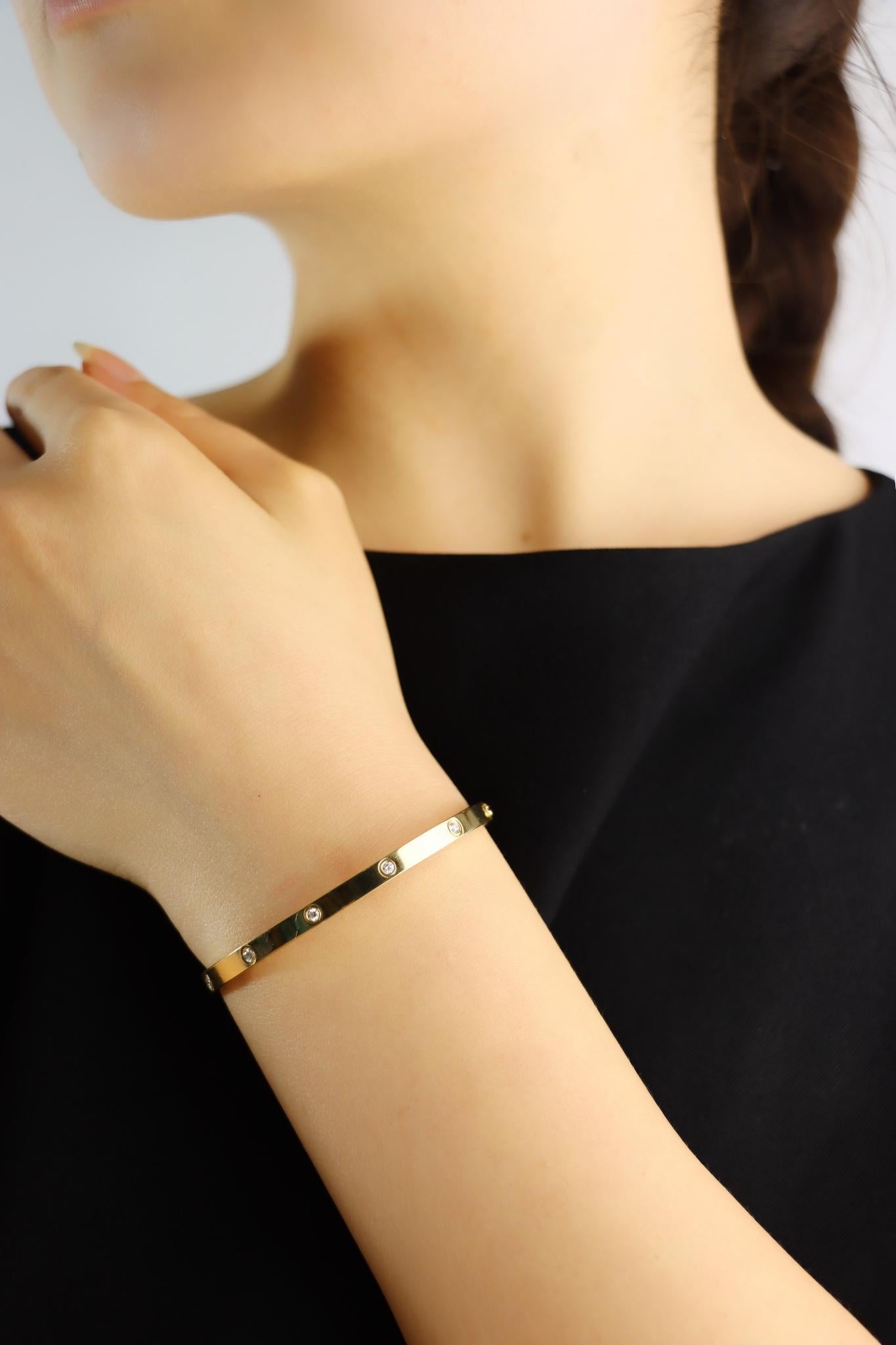 Cartier 18K Gold Classic LOVE Diamond Bracelet - 10 Diamonds