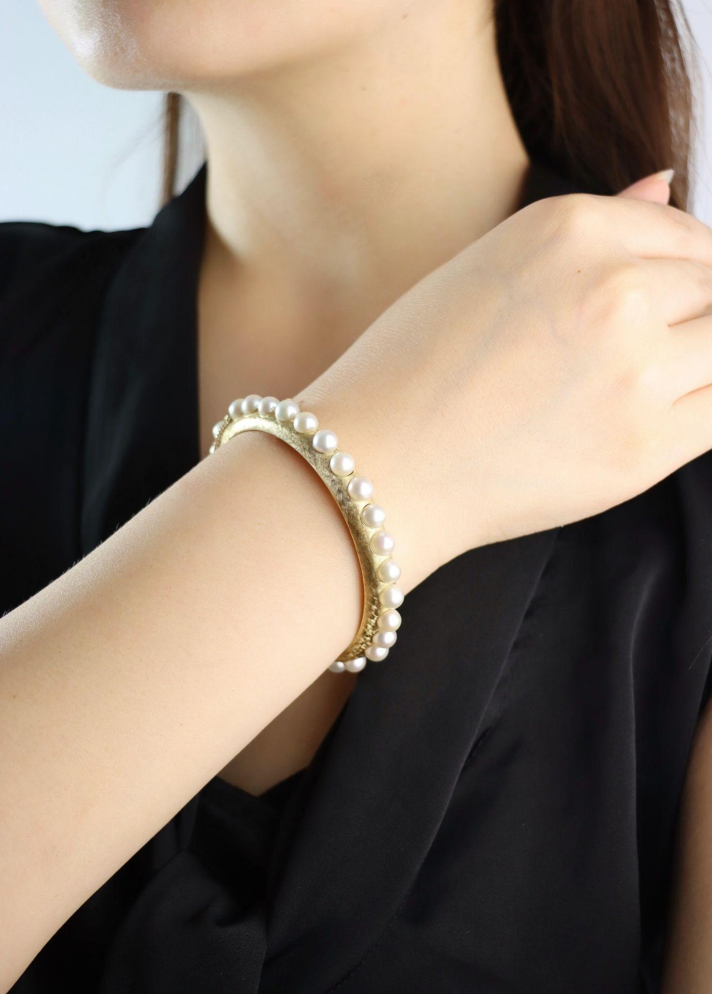 Vintage 18K Gold Pearl Bracelet