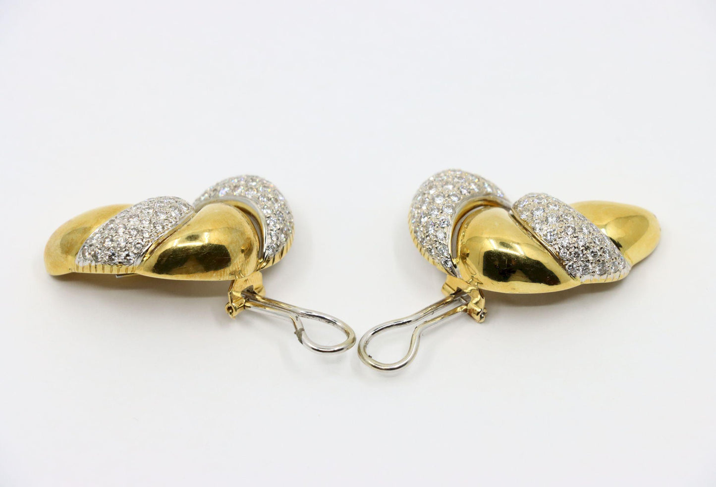 Vintage Italy 18K Yellow & White Gold Diamond Earrings