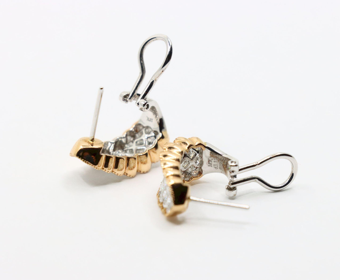 Simon G 18K Yellow & White Gold Diamond Earrings