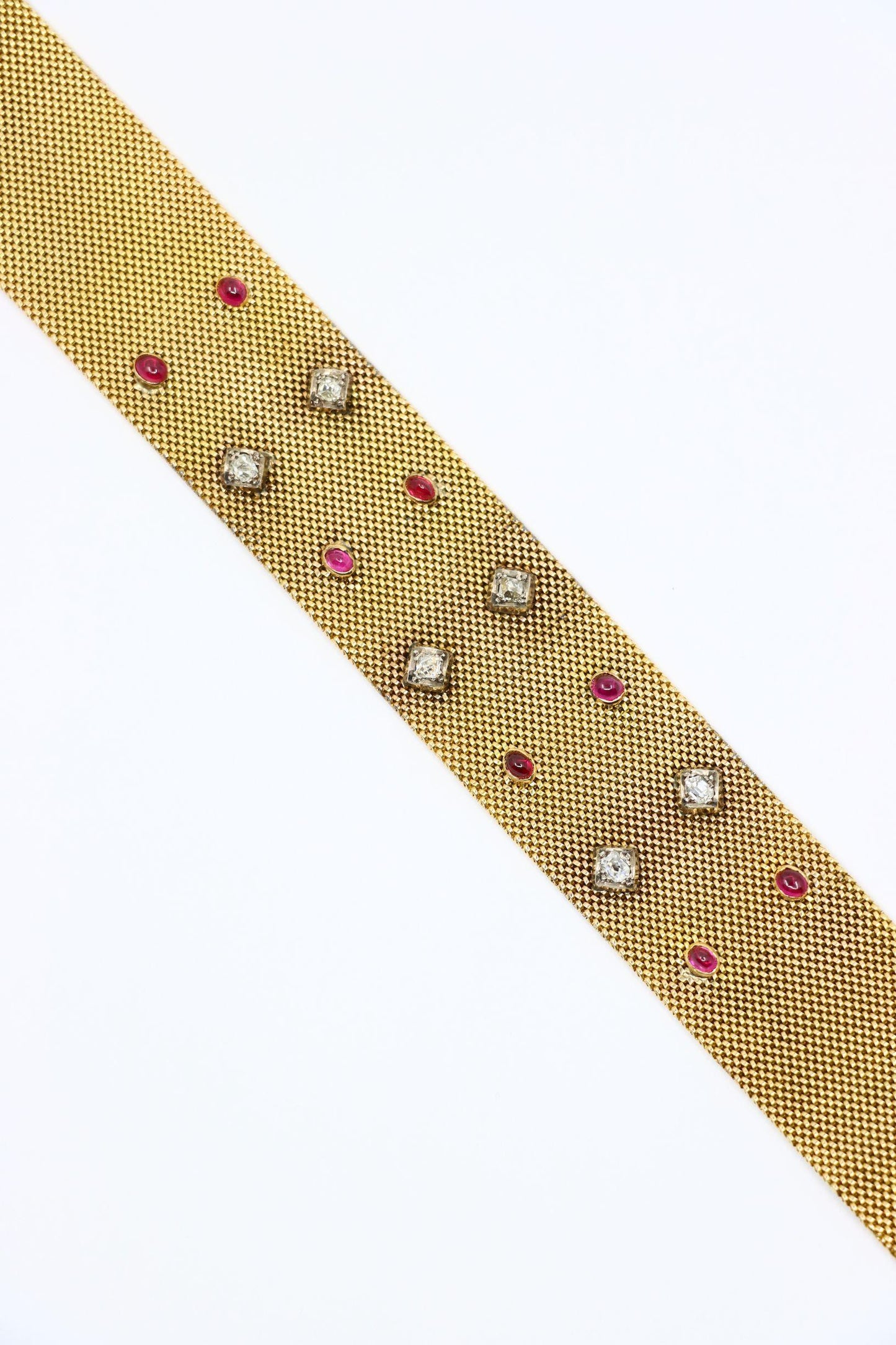 Antique Victorian 18K Gold Ruby Diamond Belt Bracelet