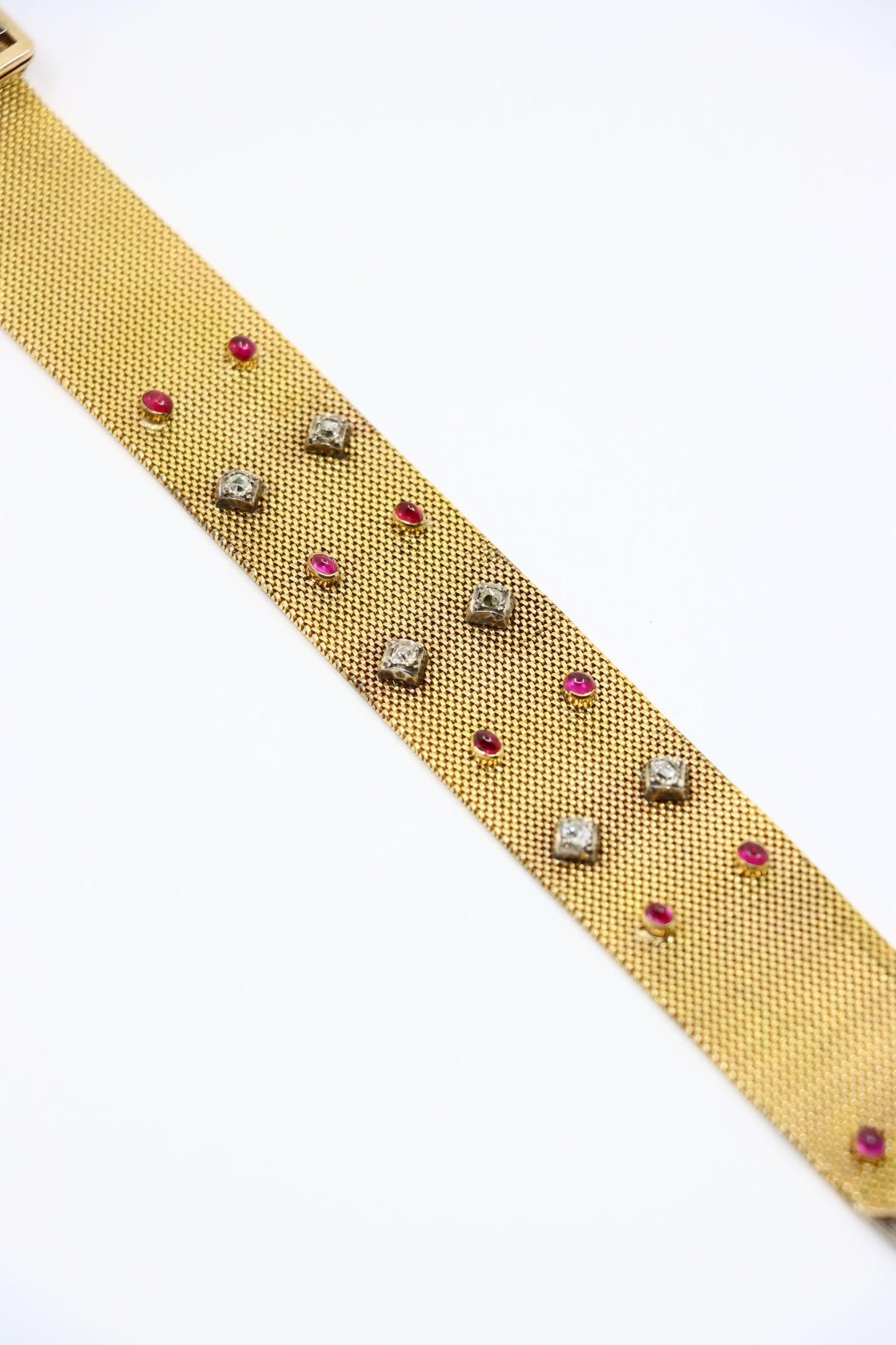 Antique Victorian 18K Gold Ruby Diamond Belt Bracelet