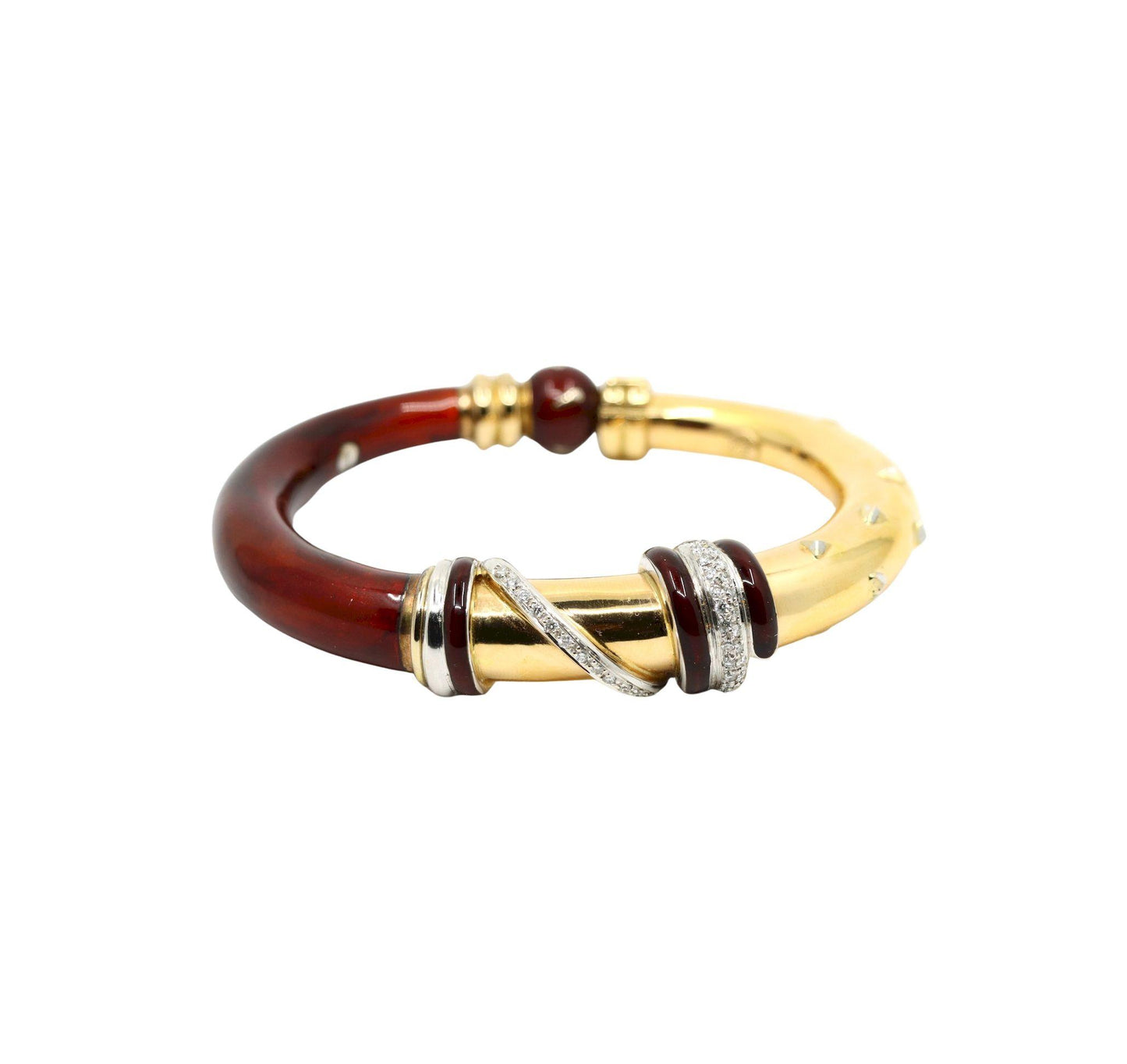 LaNouvelle Bague 18K Gold & Silver Enamel Diamond Bracelet