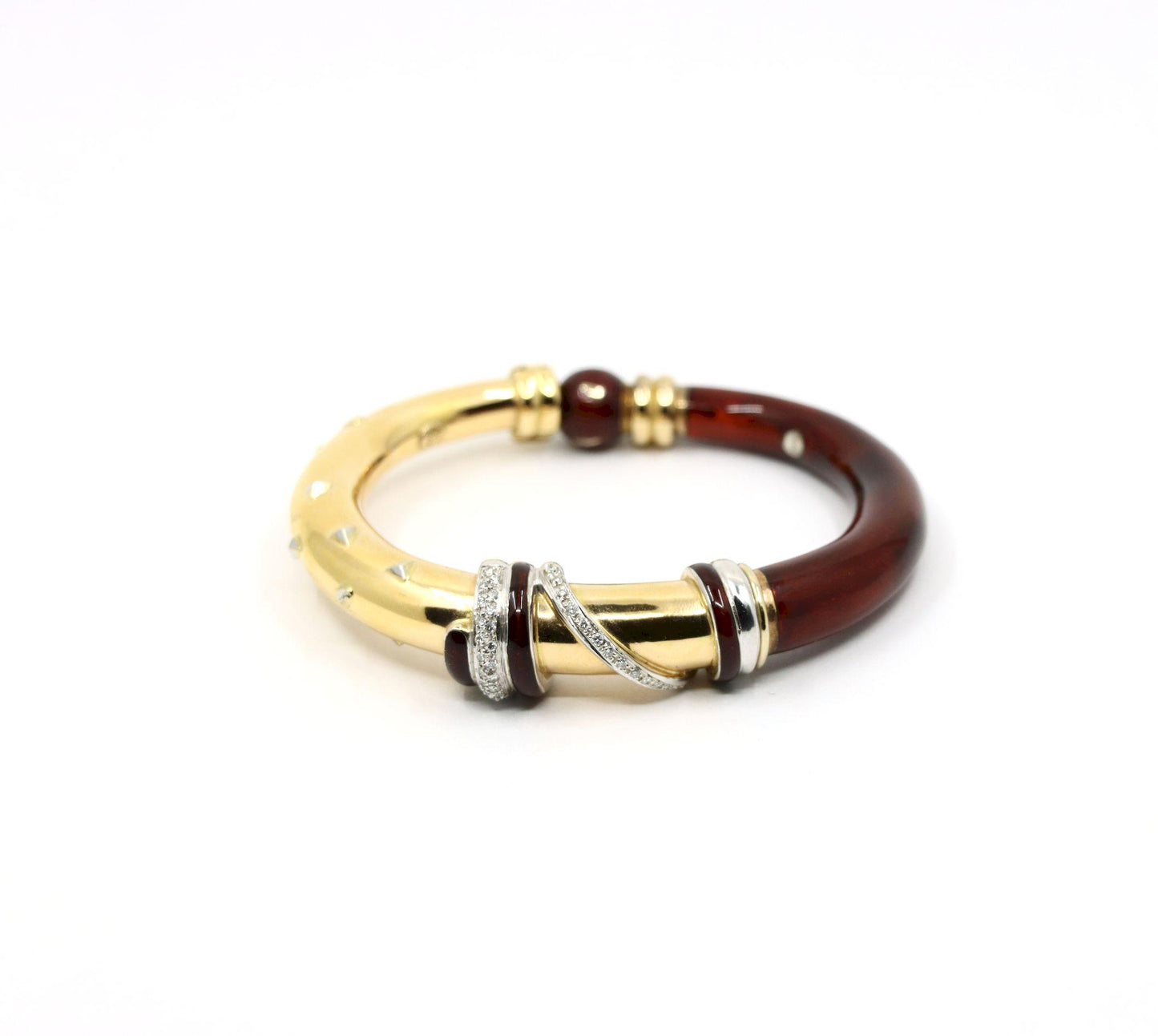 LaNouvelle Bague 18K Gold & Silver Enamel Diamond Bracelet