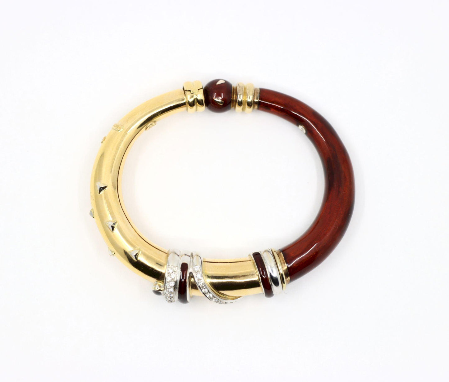 LaNouvelle Bague 18K Gold & Silver Enamel Diamond Bracelet