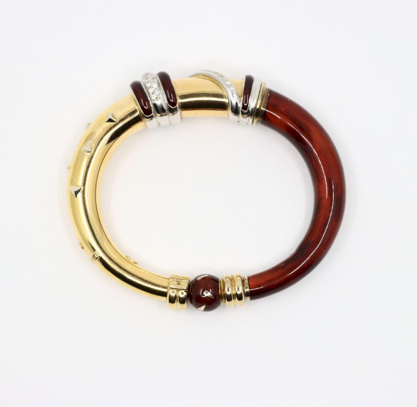 LaNouvelle Bague 18K Gold & Silver Enamel Diamond Bracelet