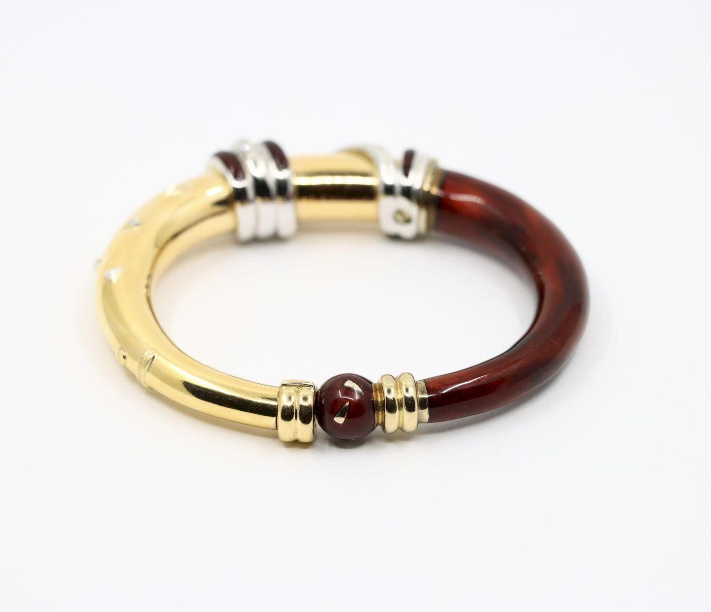 LaNouvelle Bague 18K Gold & Silver Enamel Diamond Bracelet