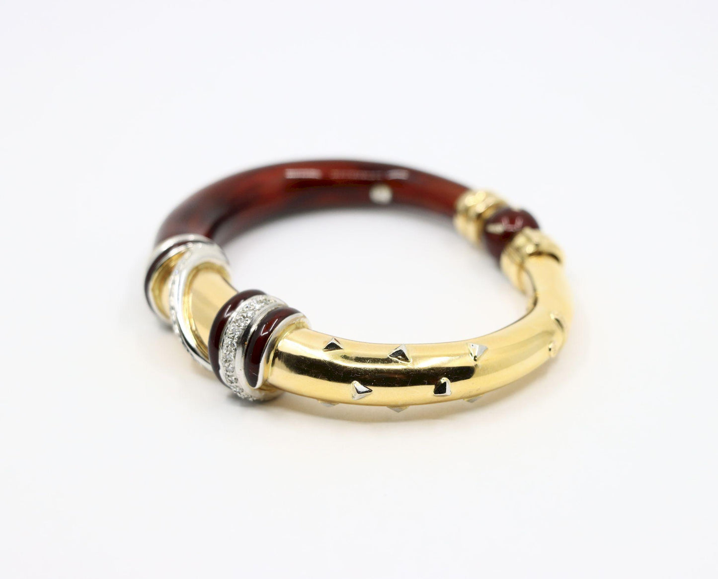 LaNouvelle Bague 18K Gold & Silver Enamel Diamond Bracelet