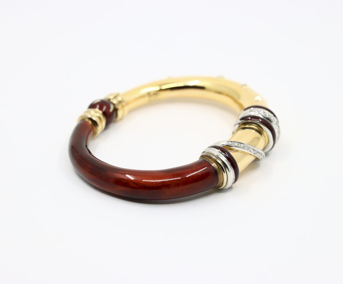 LaNouvelle Bague 18K Gold & Silver Enamel Diamond Bracelet