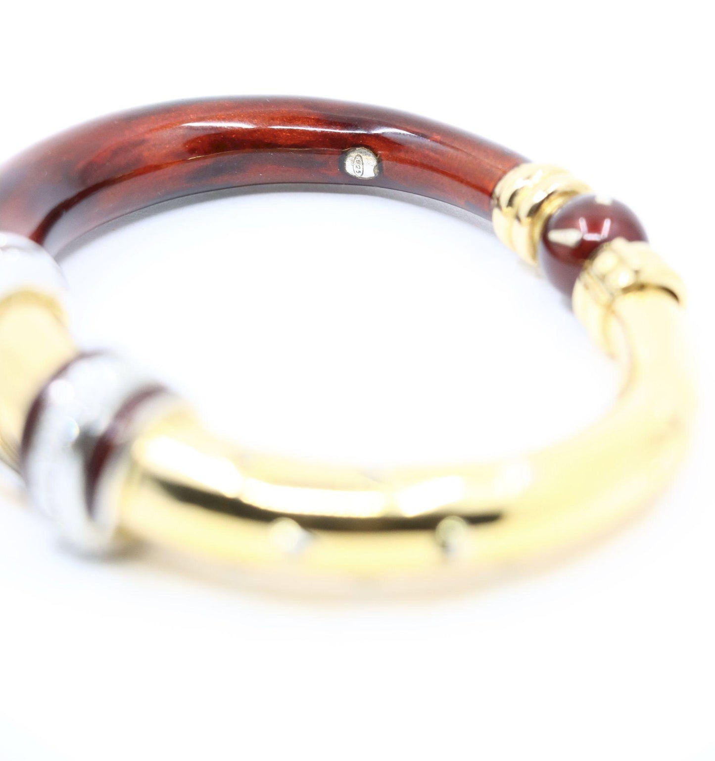 LaNouvelle Bague 18K Gold & Silver Enamel Diamond Bracelet