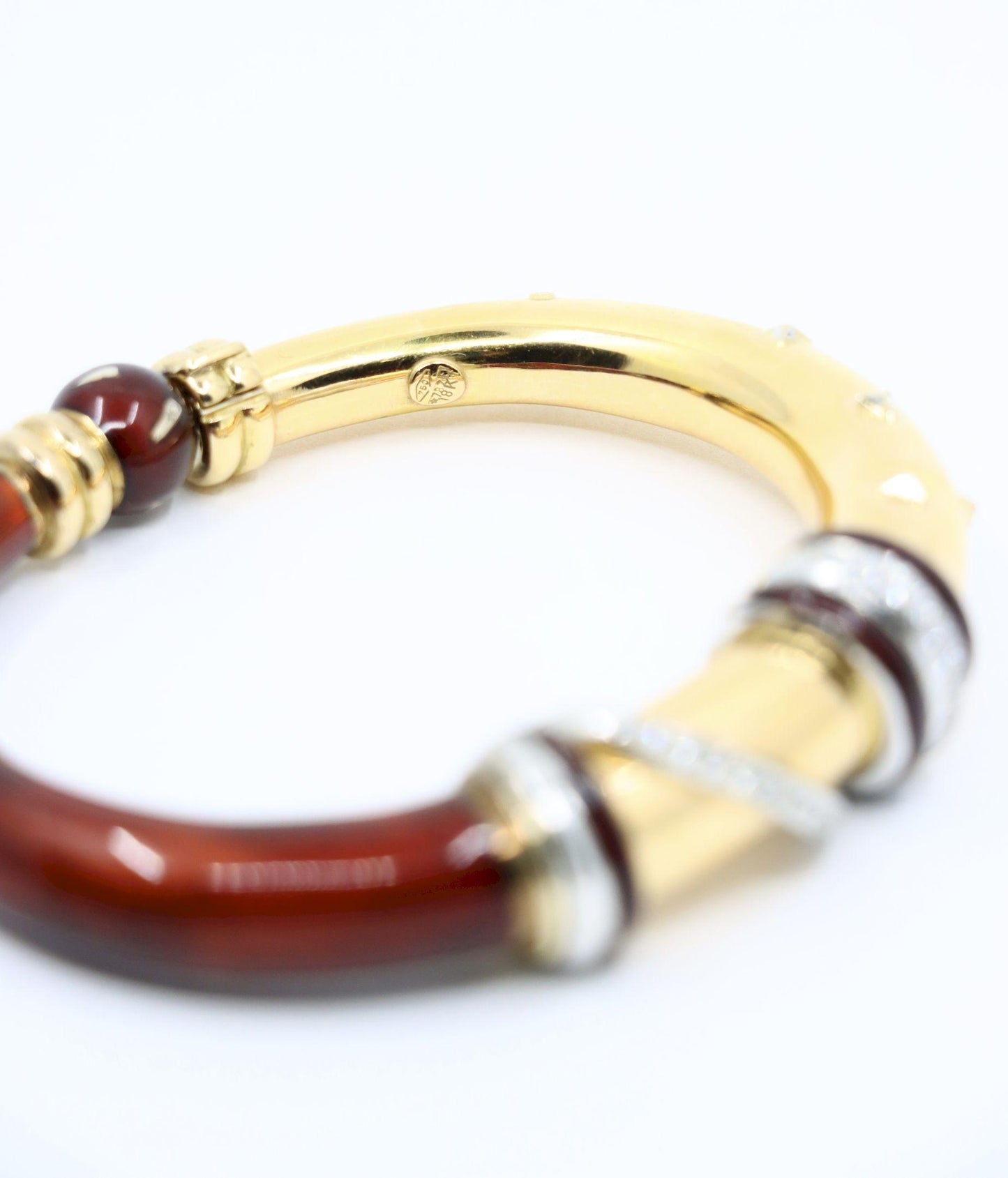LaNouvelle Bague 18K Gold & Silver Enamel Diamond Bracelet