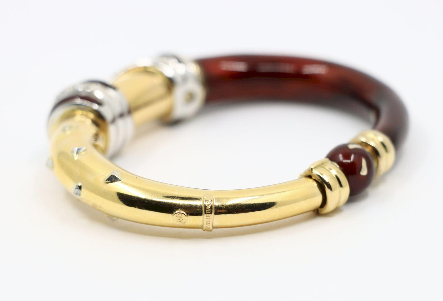 LaNouvelle Bague 18K Gold & Silver Enamel Diamond Bracelet