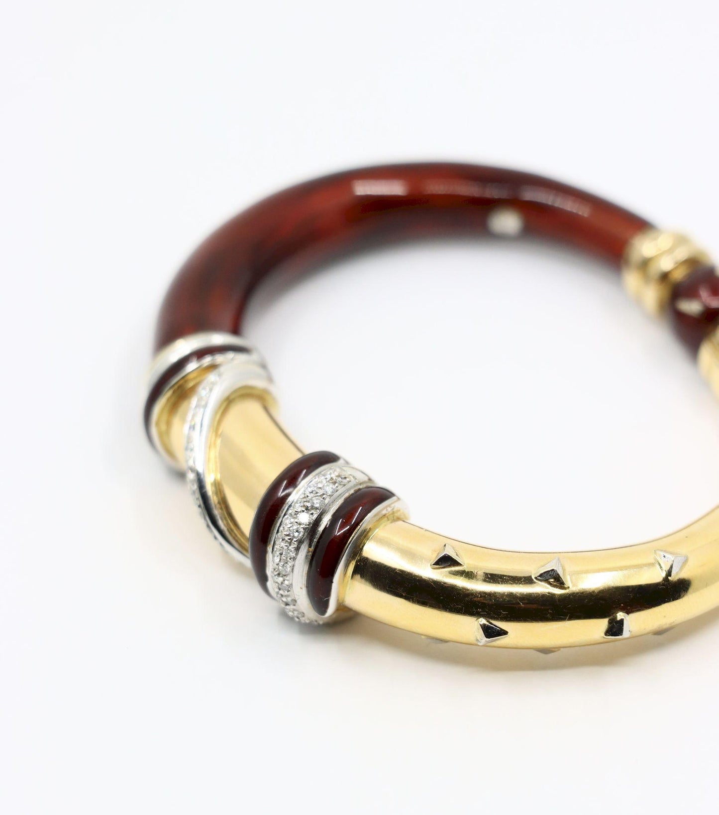 LaNouvelle Bague 18K Gold & Silver Enamel Diamond Bracelet