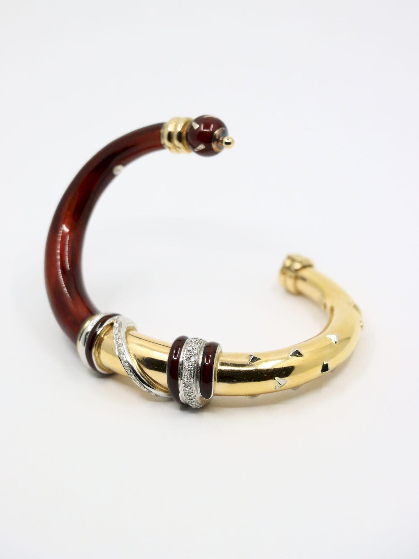 LaNouvelle Bague 18K Gold & Silver Enamel Diamond Bracelet