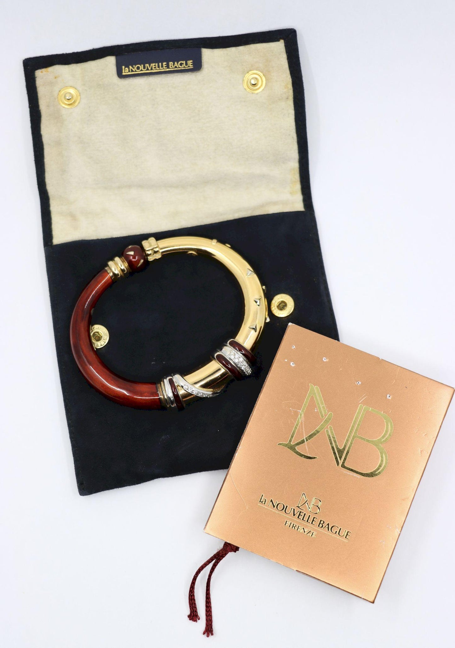 LaNouvelle Bague 18K Gold & Silver Enamel Diamond Bracelet
