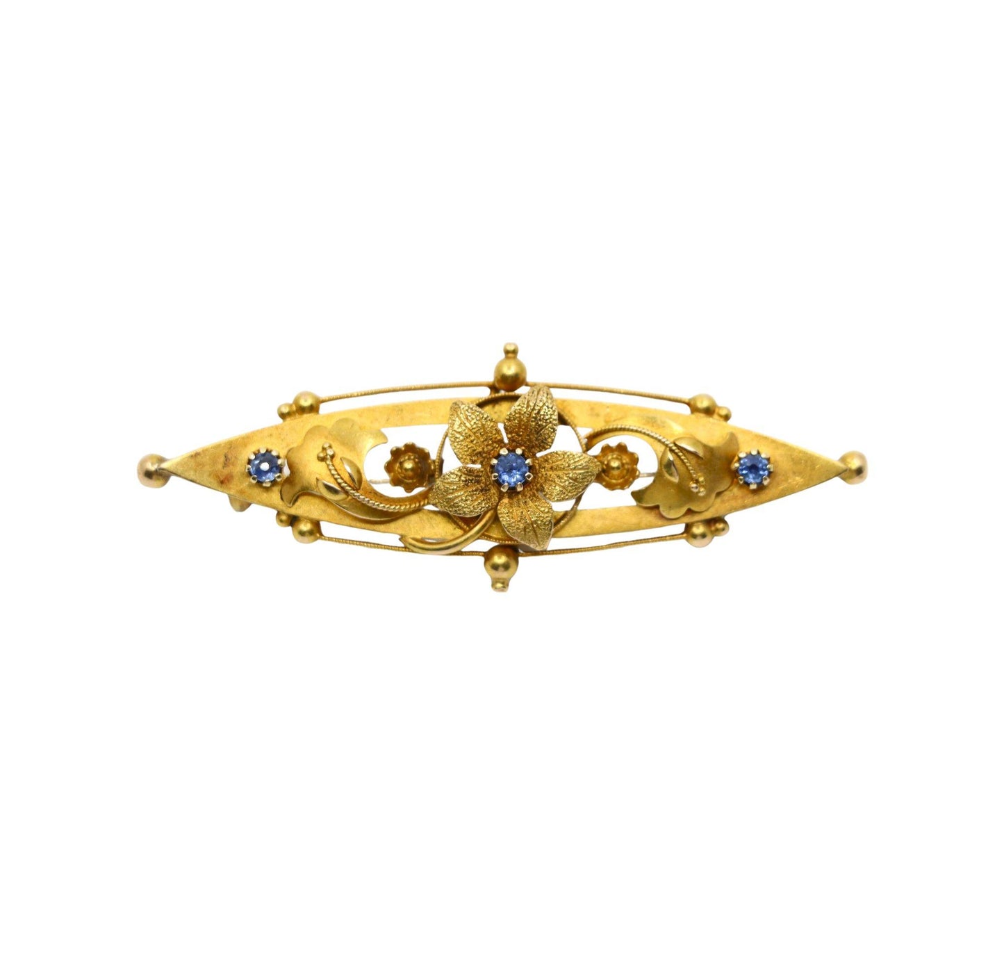 A Vintage 15K Gold Aquamarine Pendant Brooch Pin