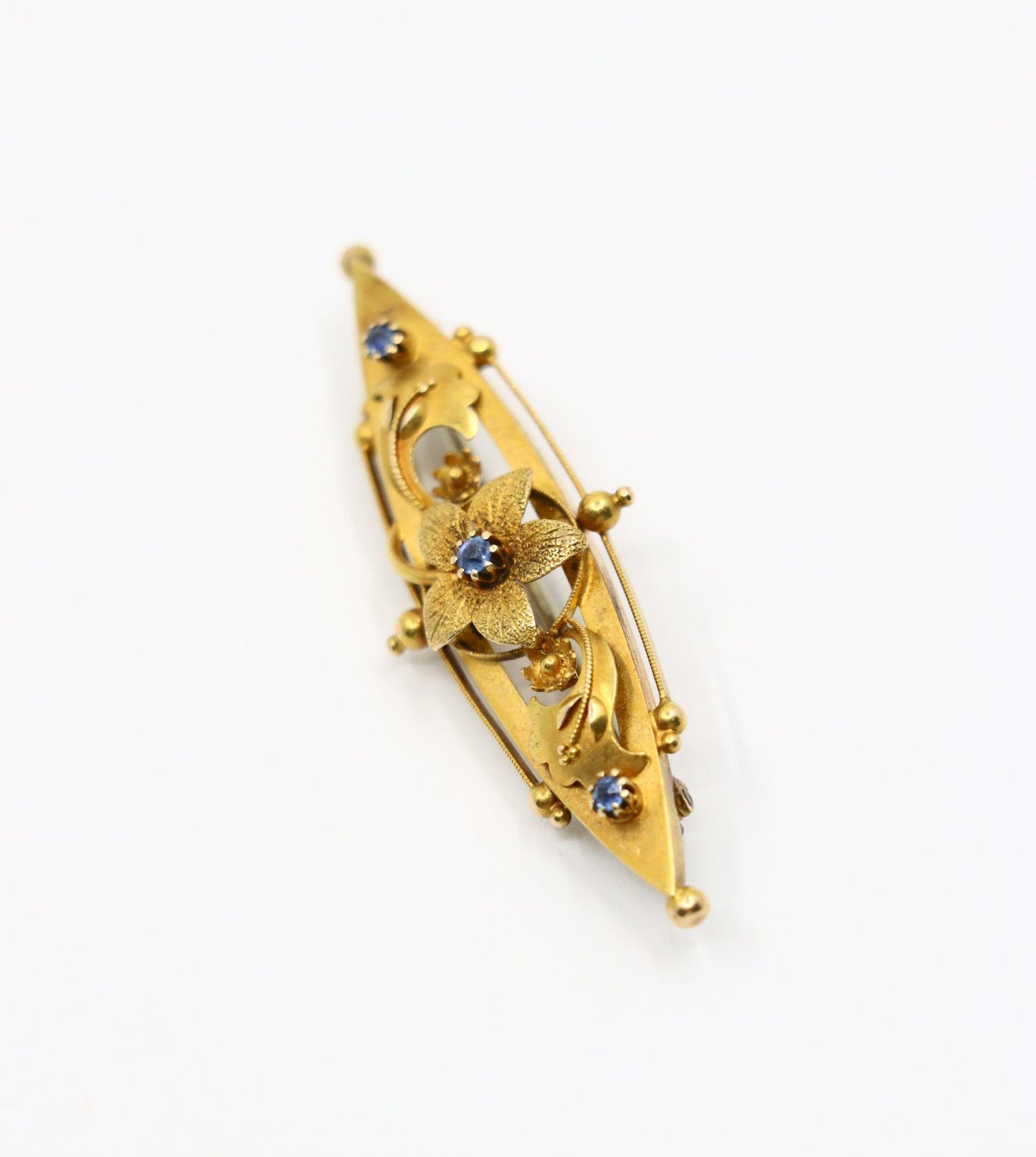 A Vintage 15K Gold Aquamarine Pendant Brooch Pin