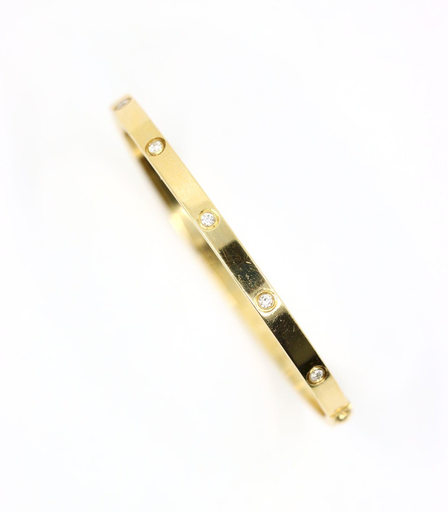 Cartier 18K Gold Classic LOVE Diamond Bracelet - 10 Diamonds