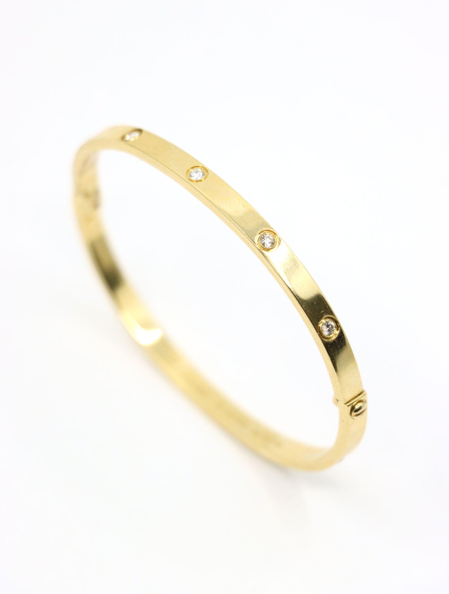 Cartier 18K Gold Classic LOVE Diamond Bracelet - 10 Diamonds