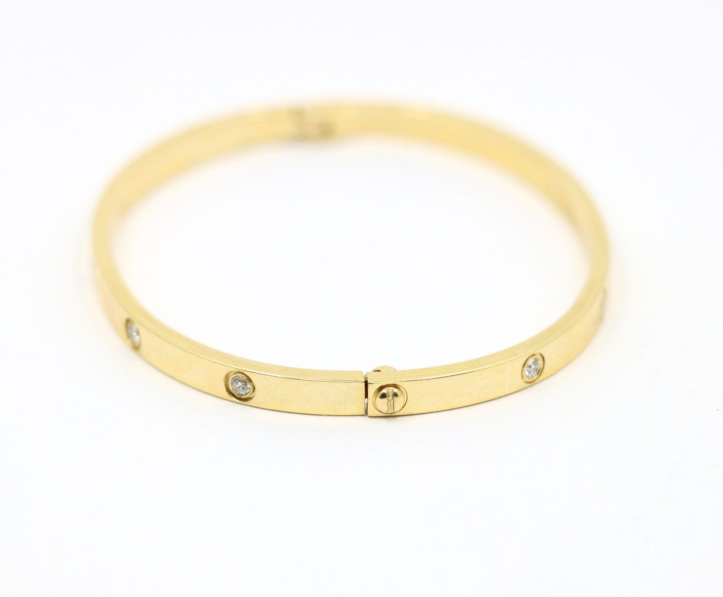 Cartier 18K Gold Classic LOVE Diamond Bracelet - 10 Diamonds