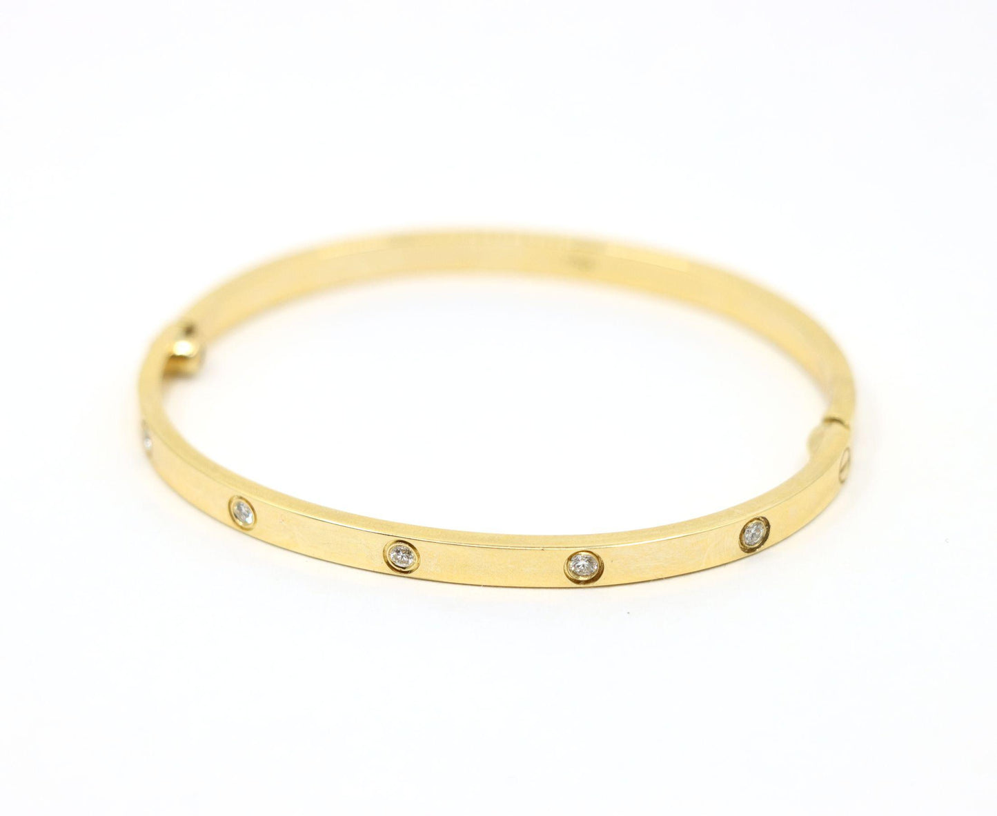Cartier 18K Gold Classic LOVE Diamond Bracelet - 10 Diamonds