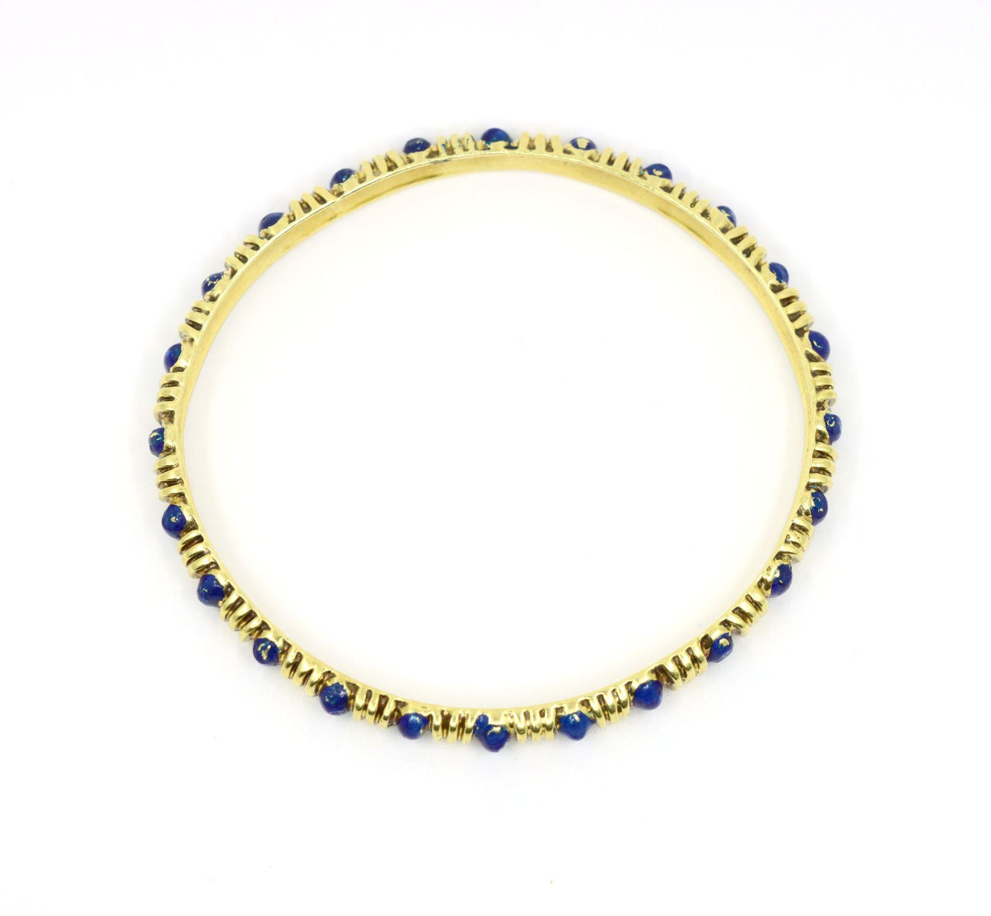 Tiffany & Co. 18K Gold Blue Enamel Textured Bangle