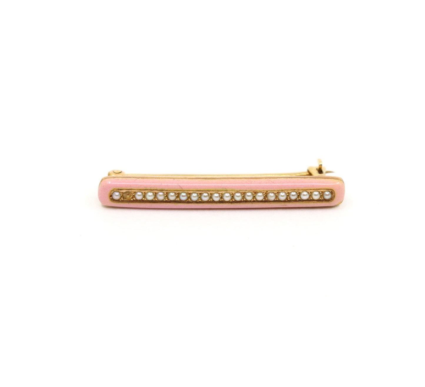 Vintage Tiffany & Co. 14K Gold Pink Enamel Pearl Brooch Set