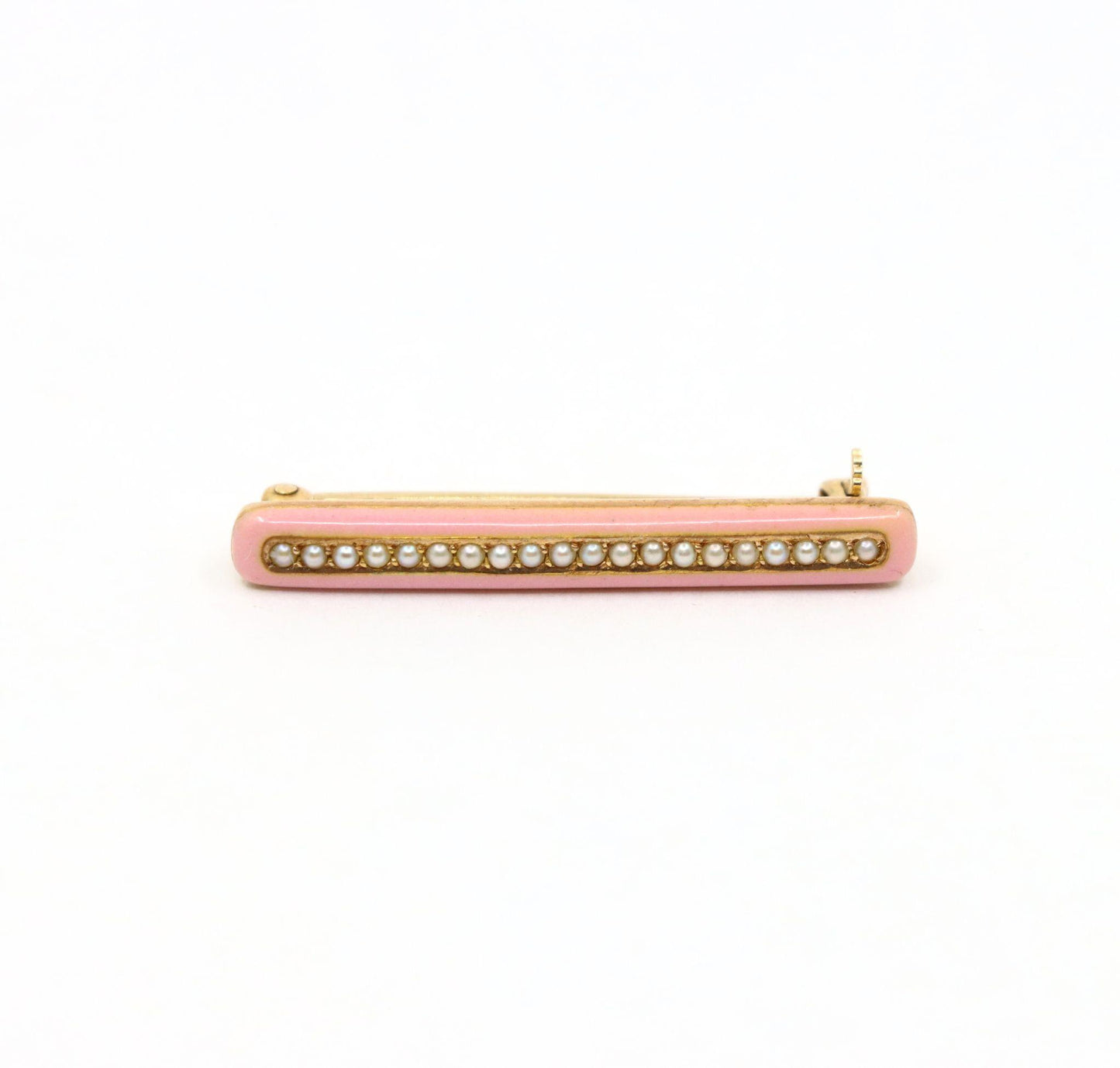 Vintage Tiffany & Co. 14K Gold Pink Enamel Pearl Brooch Set