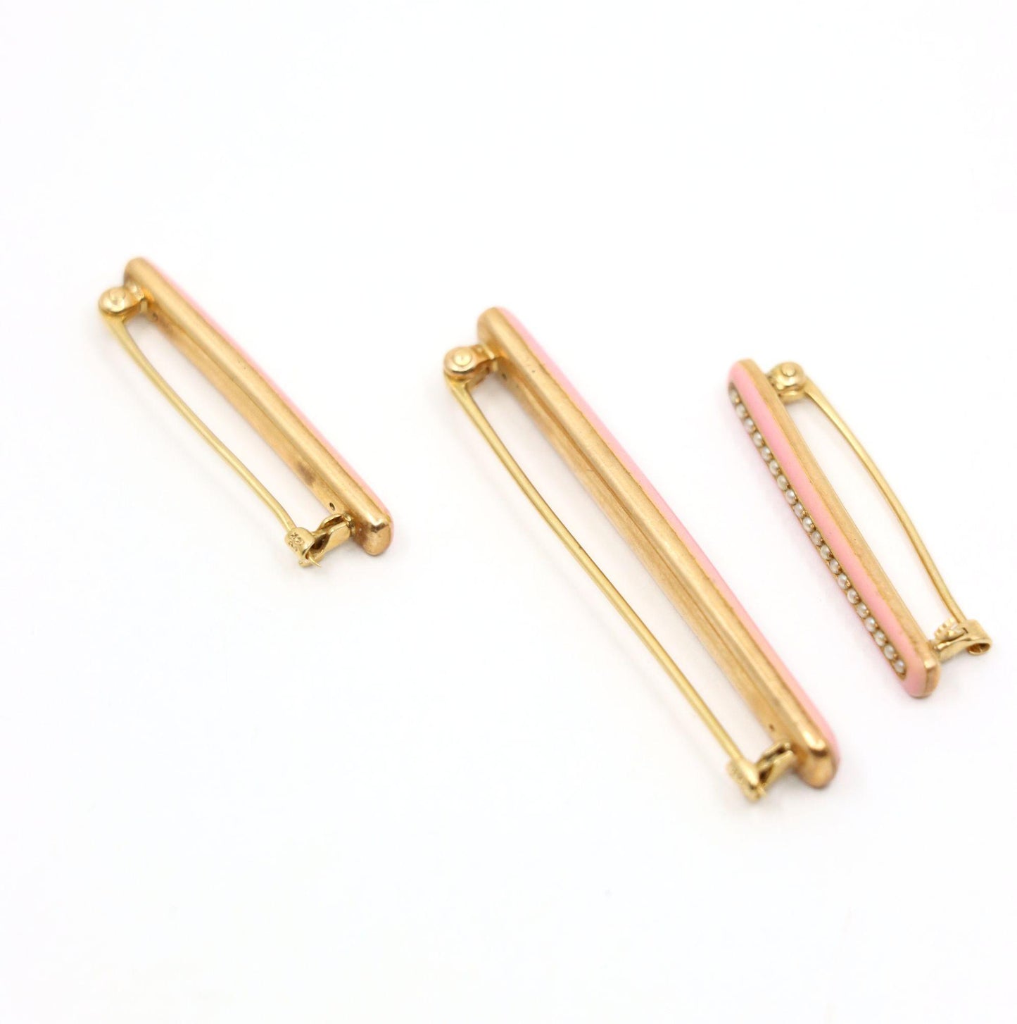 Vintage Tiffany & Co. 14K Gold Pink Enamel Pearl Brooch Set
