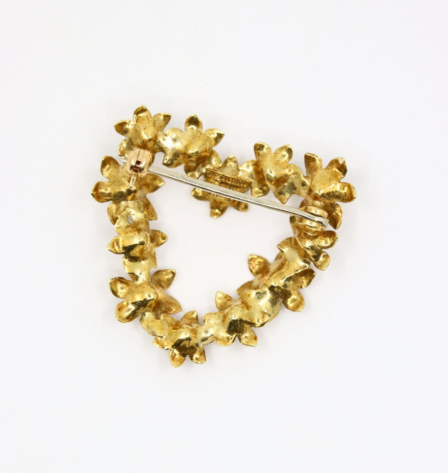 Vintage Tiffany & Co. 18k Gold Ruby Pearl Heart Brooch Pin