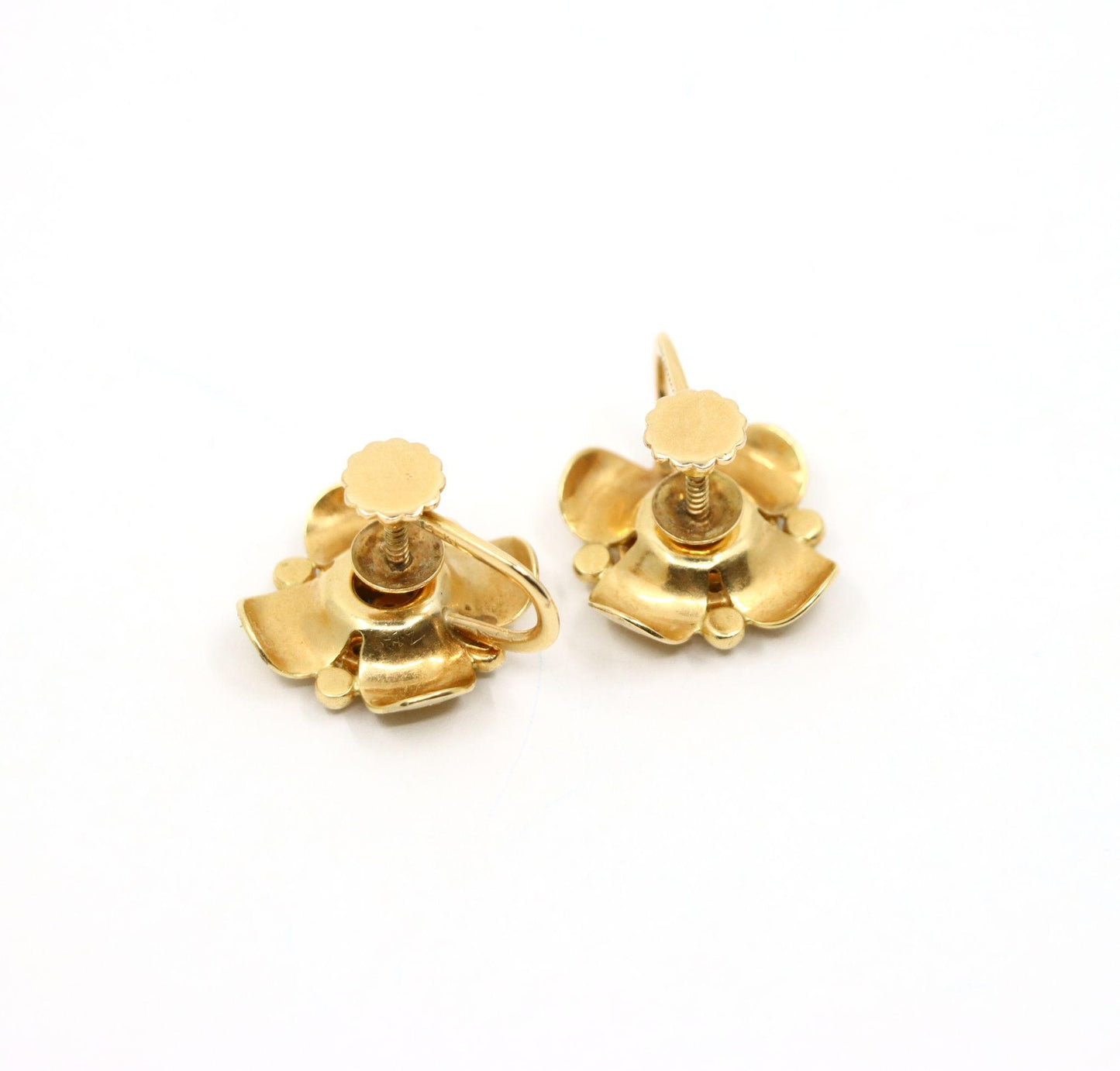 Tiffany & Co Retro 14K Gold Sapphire Flower Earrings