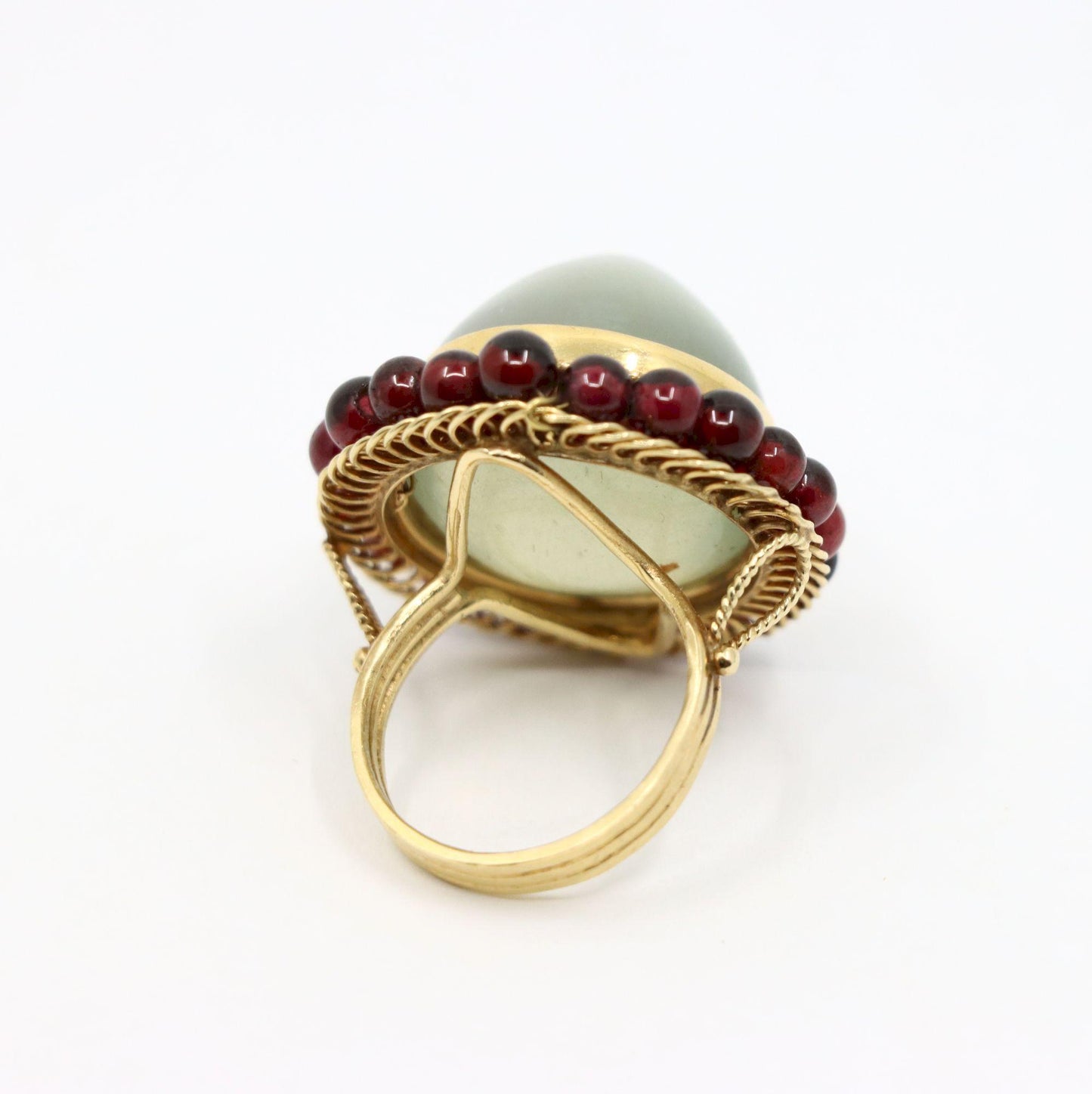 14K Gold Garnet Beads Moonstone Ring