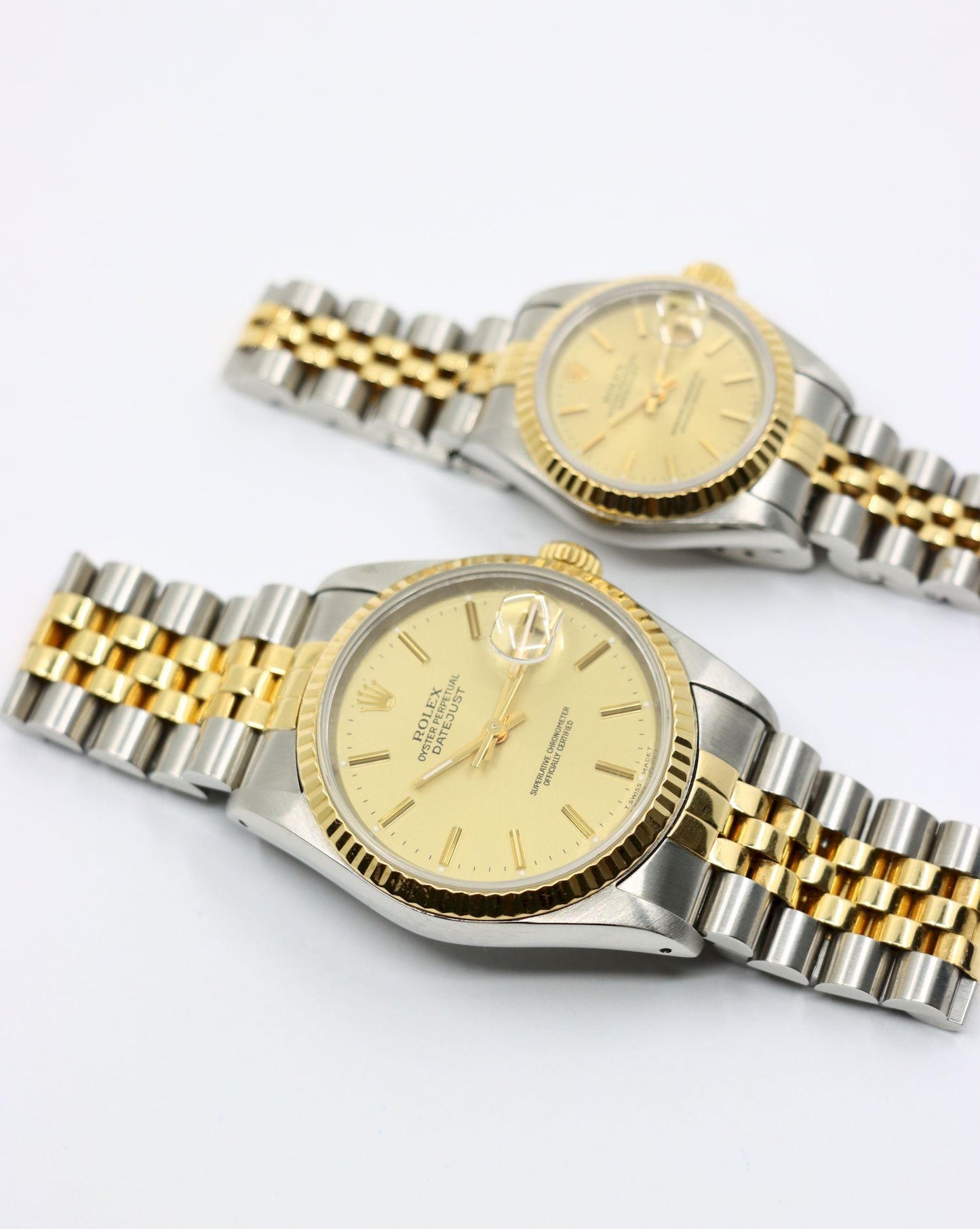 A Pair of Rolex 18K Gold Oyster Perpetual Datejust Gent's & Ladies Watch