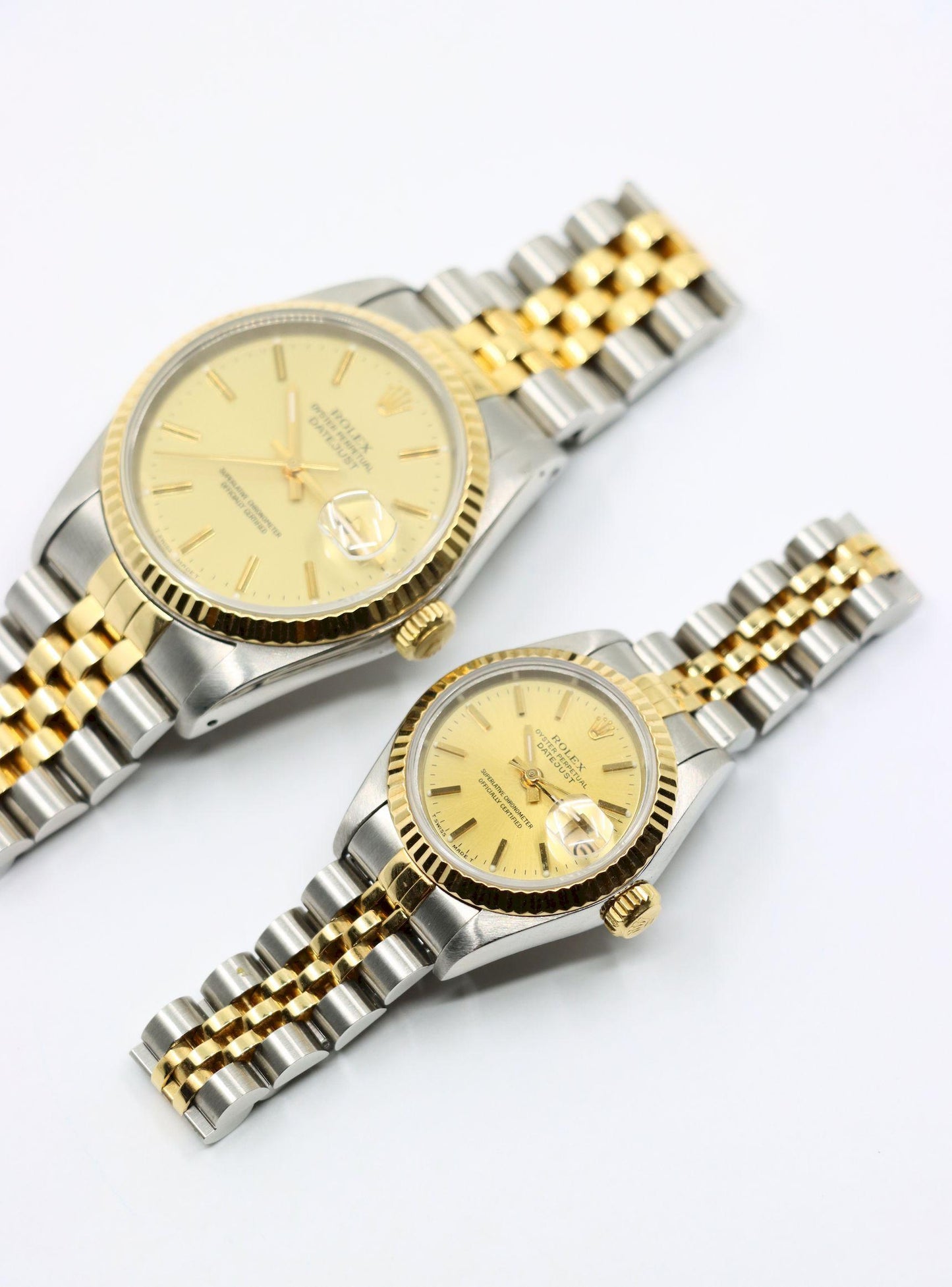 A Pair of Rolex 18K Gold Oyster Perpetual Datejust Gent's & Ladies Watch