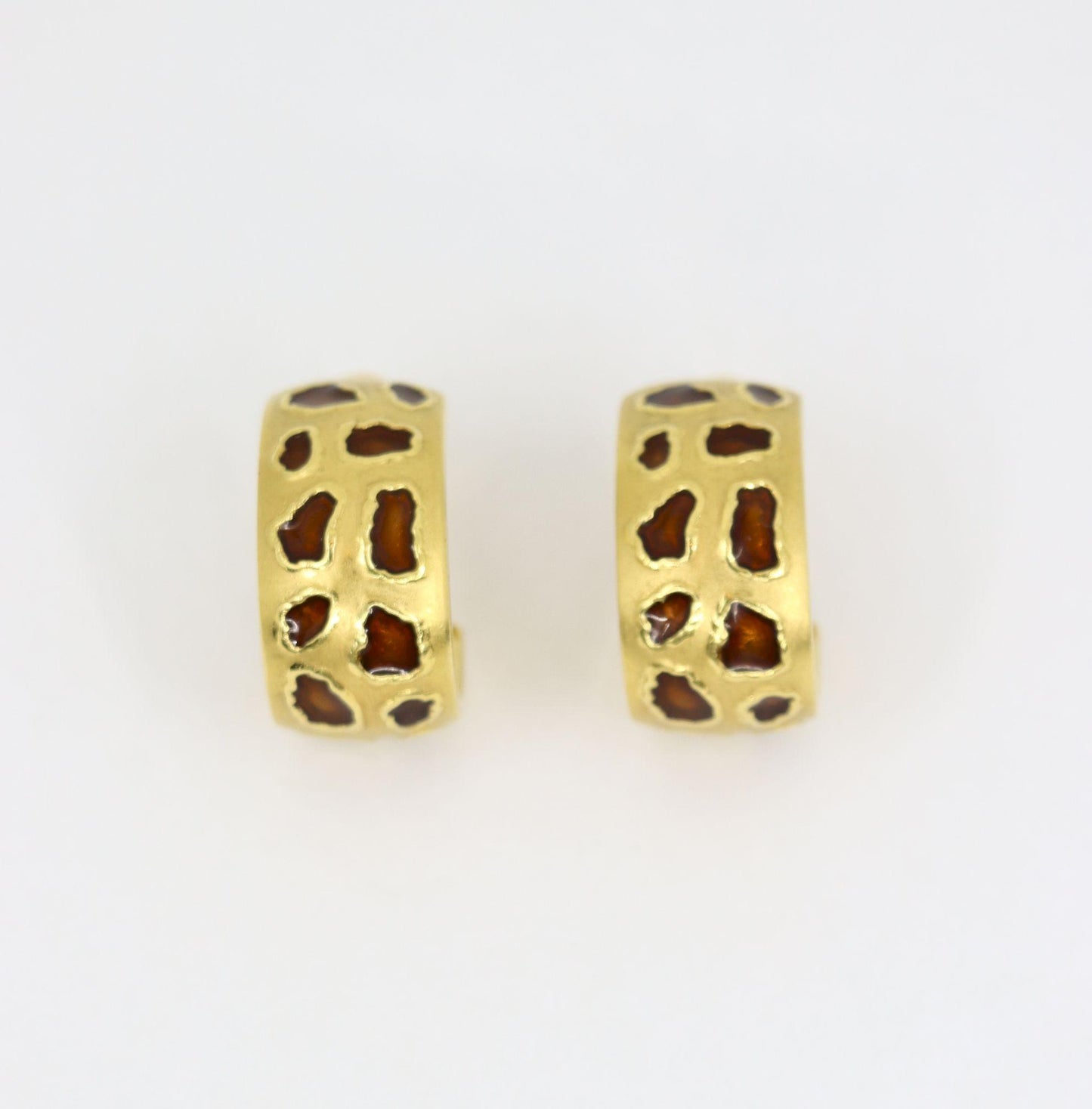 Roberto Coin 18K Gold Enamel Leopard Pattern Earrings