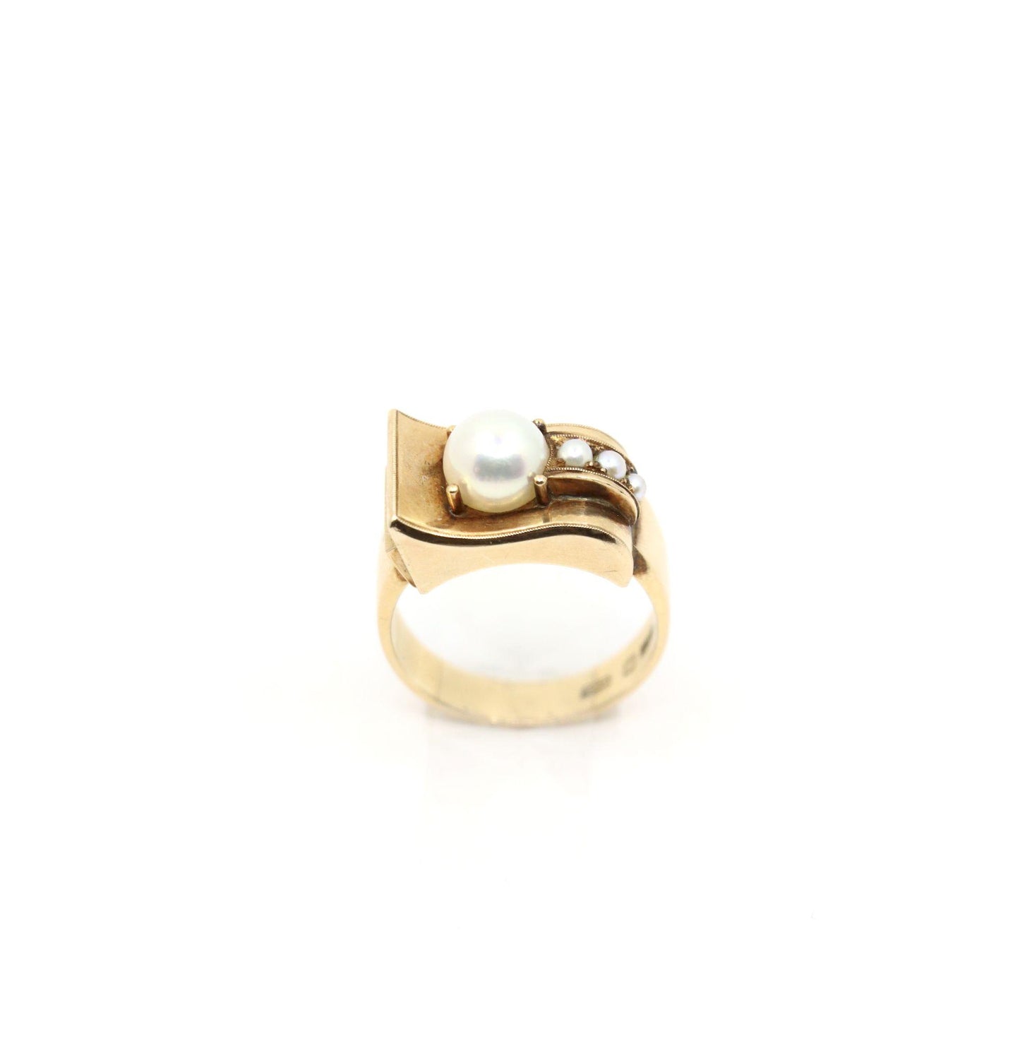 Victorian 14K Gold Pearl Belt Buckle Ring