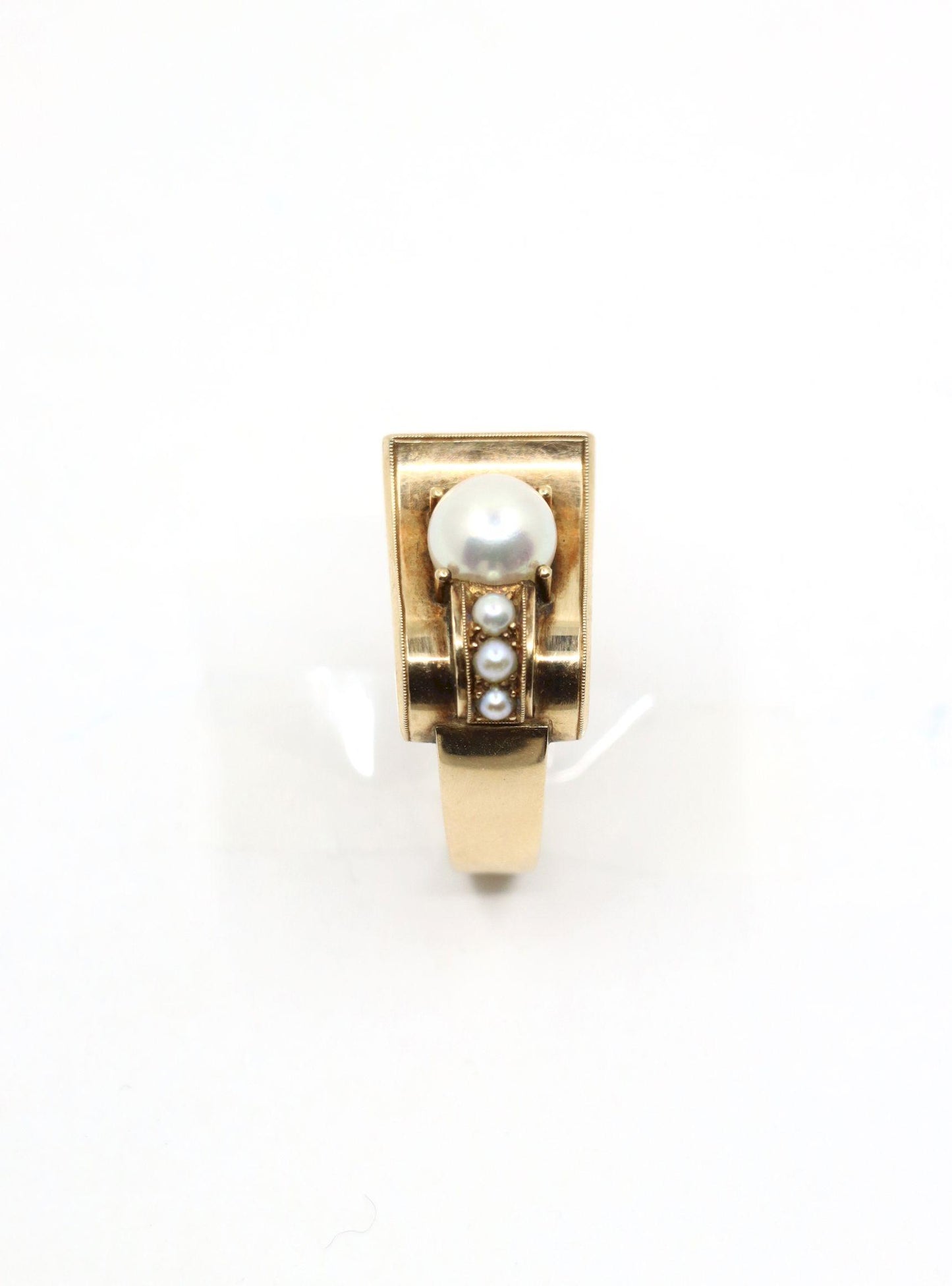 Victorian 14K Gold Pearl Belt Buckle Ring
