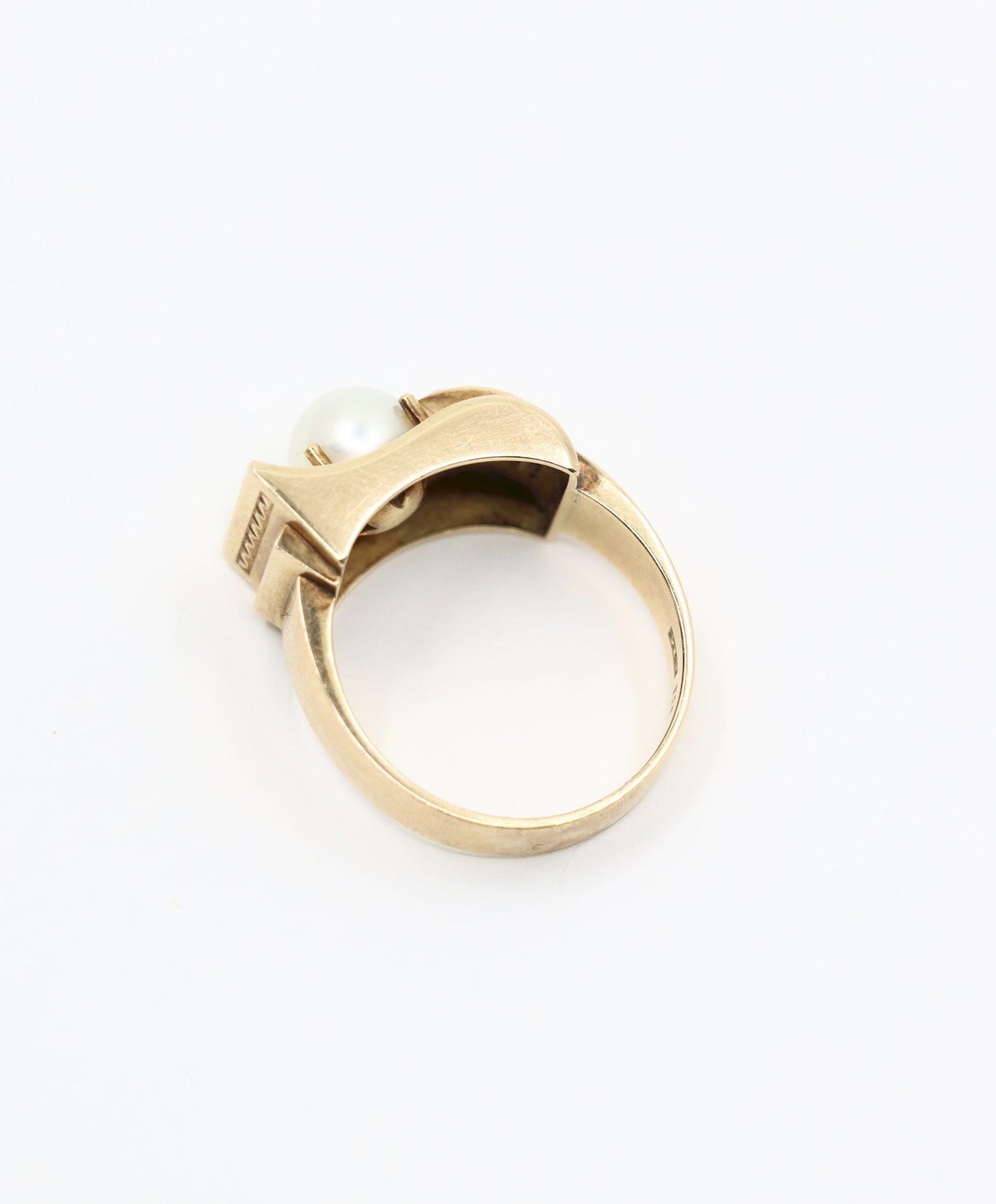 Victorian 14K Gold Pearl Belt Buckle Ring