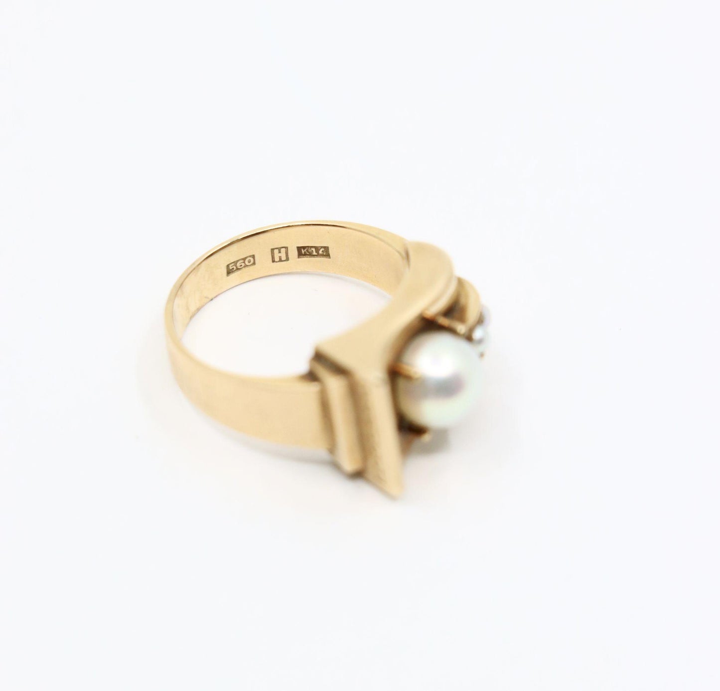 Victorian 14K Gold Pearl Belt Buckle Ring