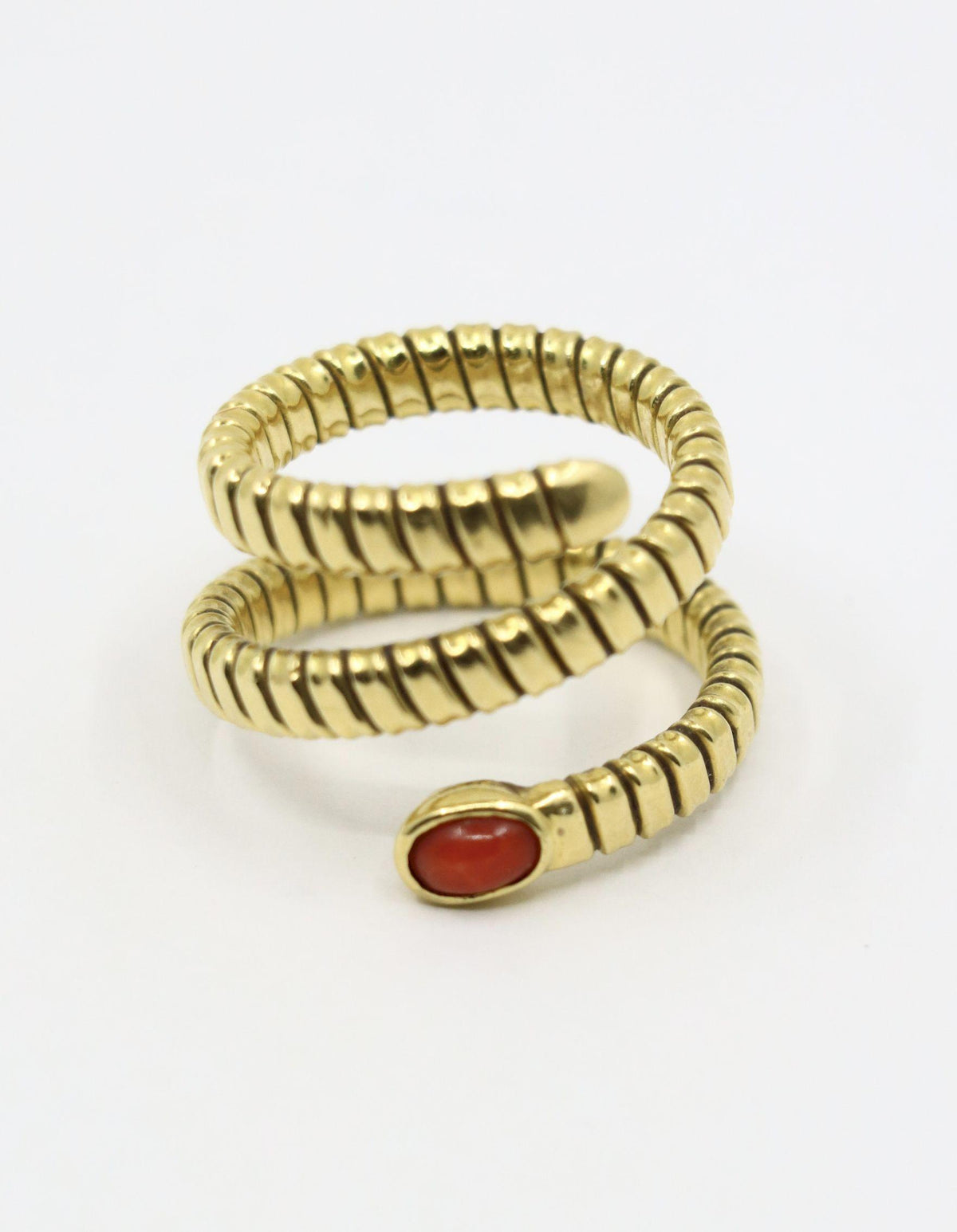 Vintage 18K Gold Coral Tubogas Ring